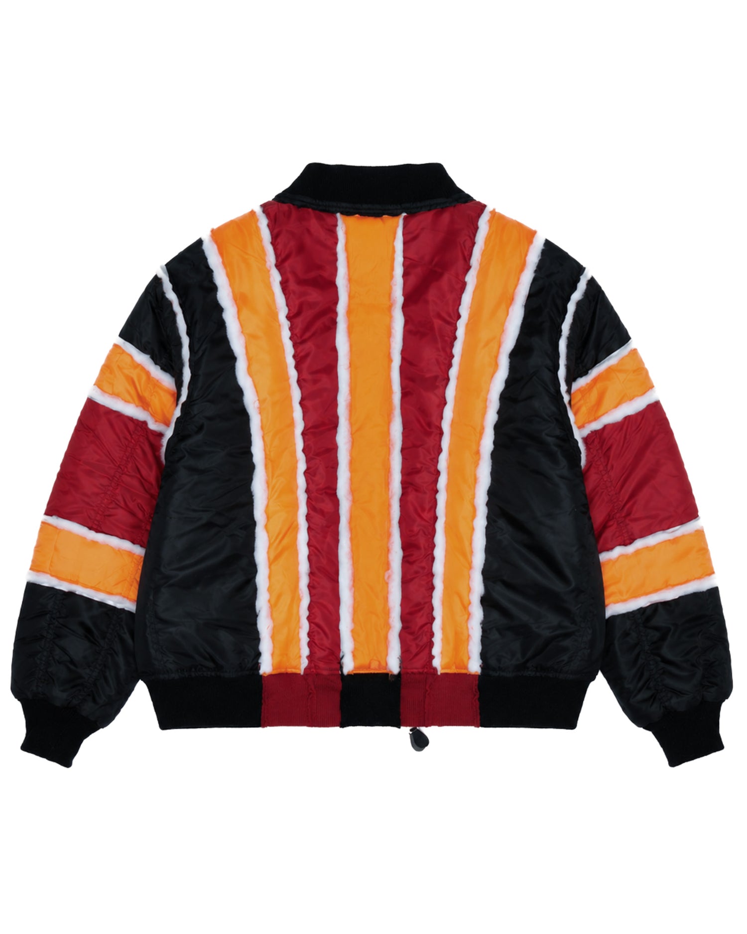 Black/Red Raw Panel Bomber Jacket