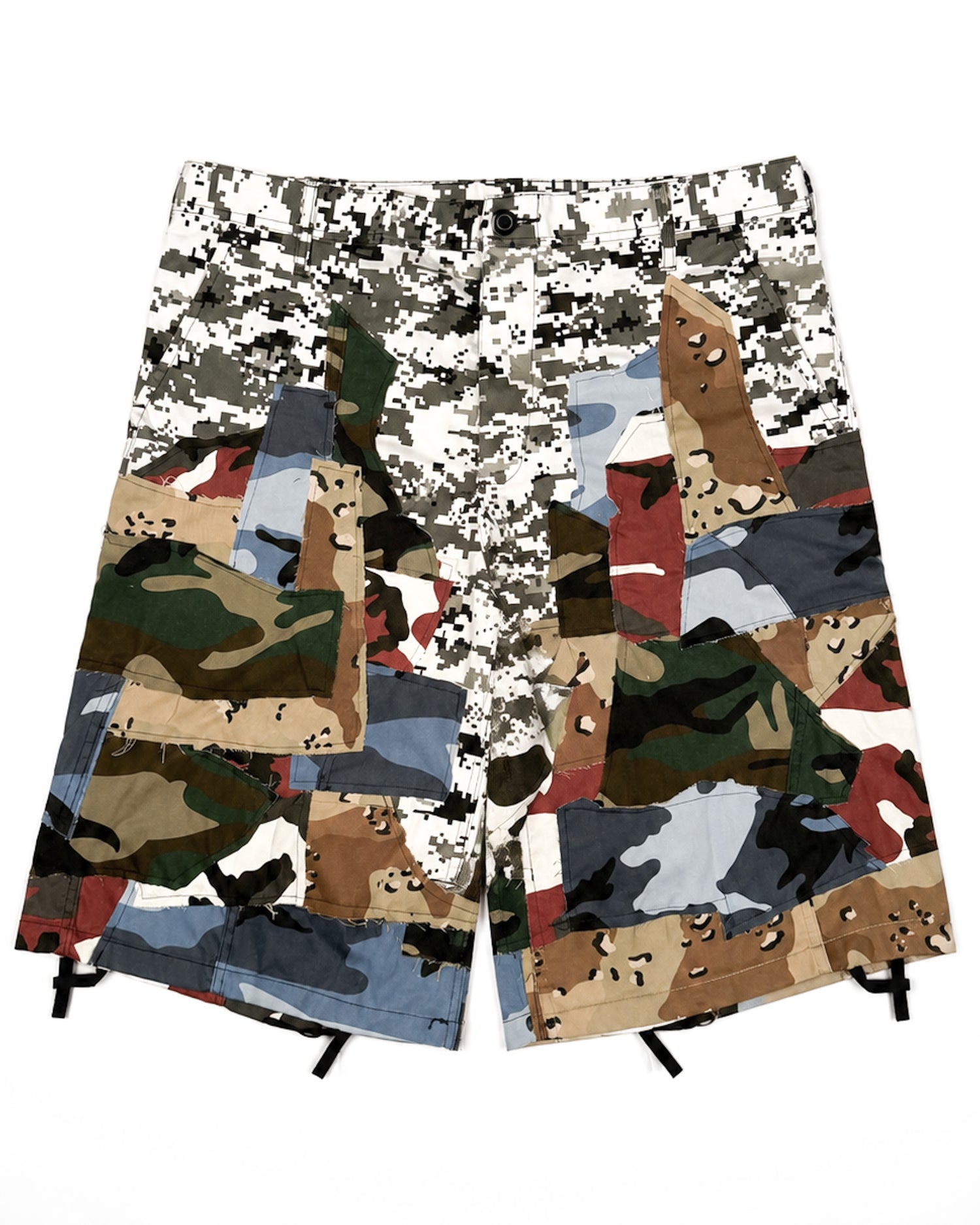 Multi-Colored Rework Camo Cargo Shorts
