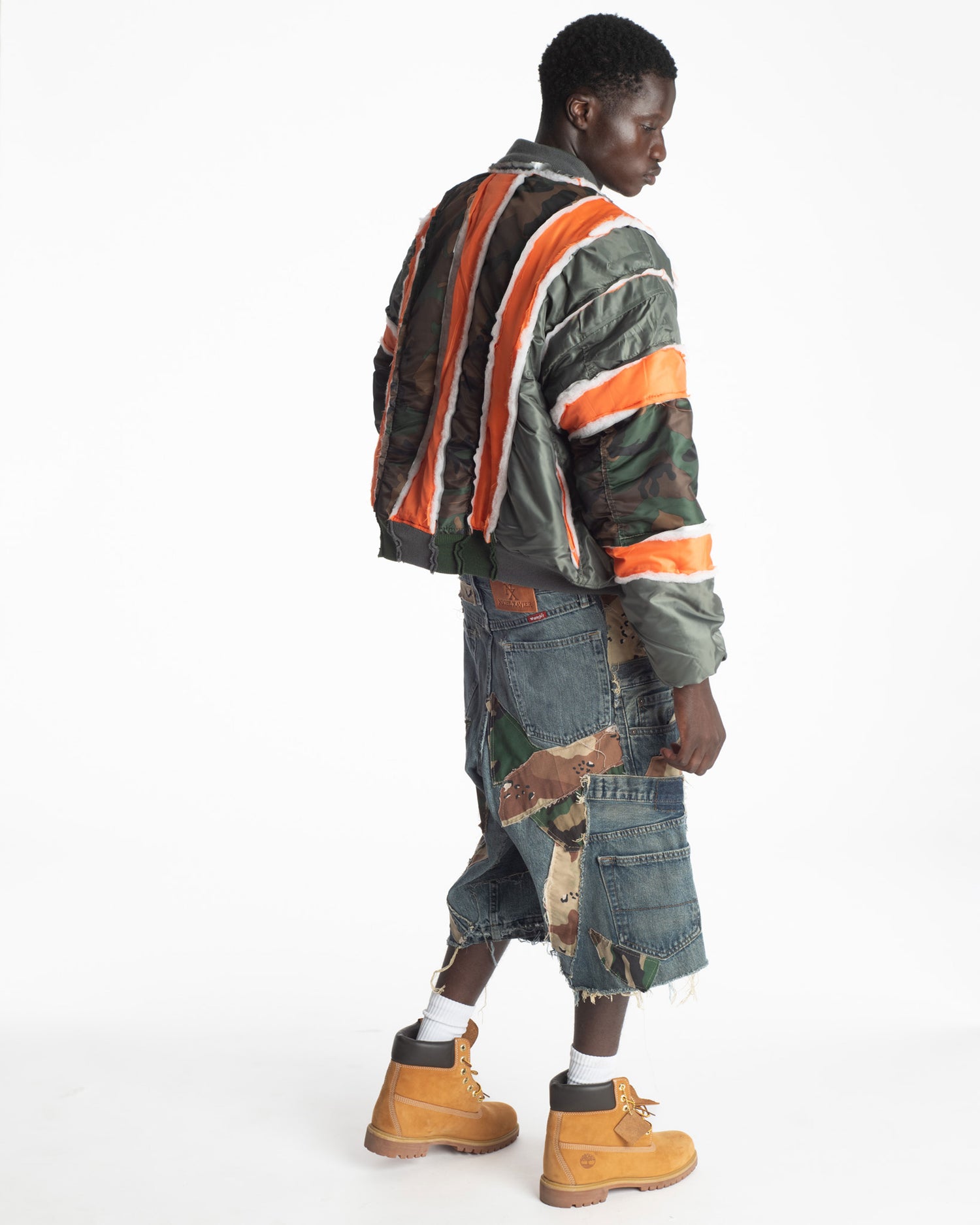 Patchwork Woodland/Desert Camo + Denim Shorts 2
