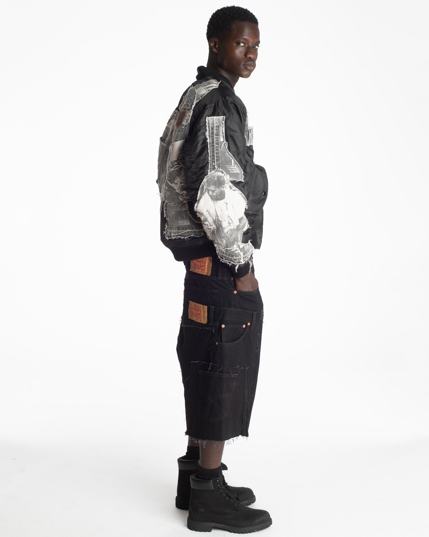 Black Rework Denim Shorts