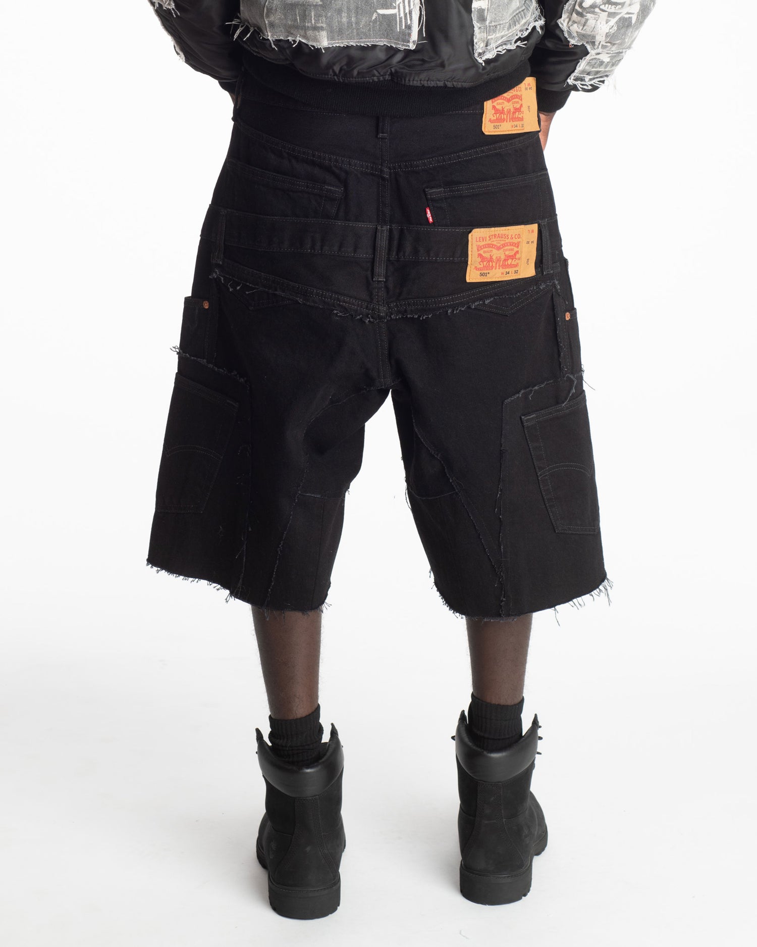 Black Rework Denim Shorts