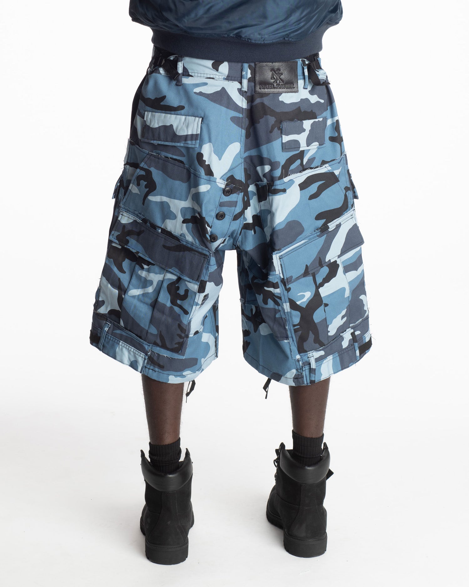 Sky Blue Rework Camo Cargo Shorts