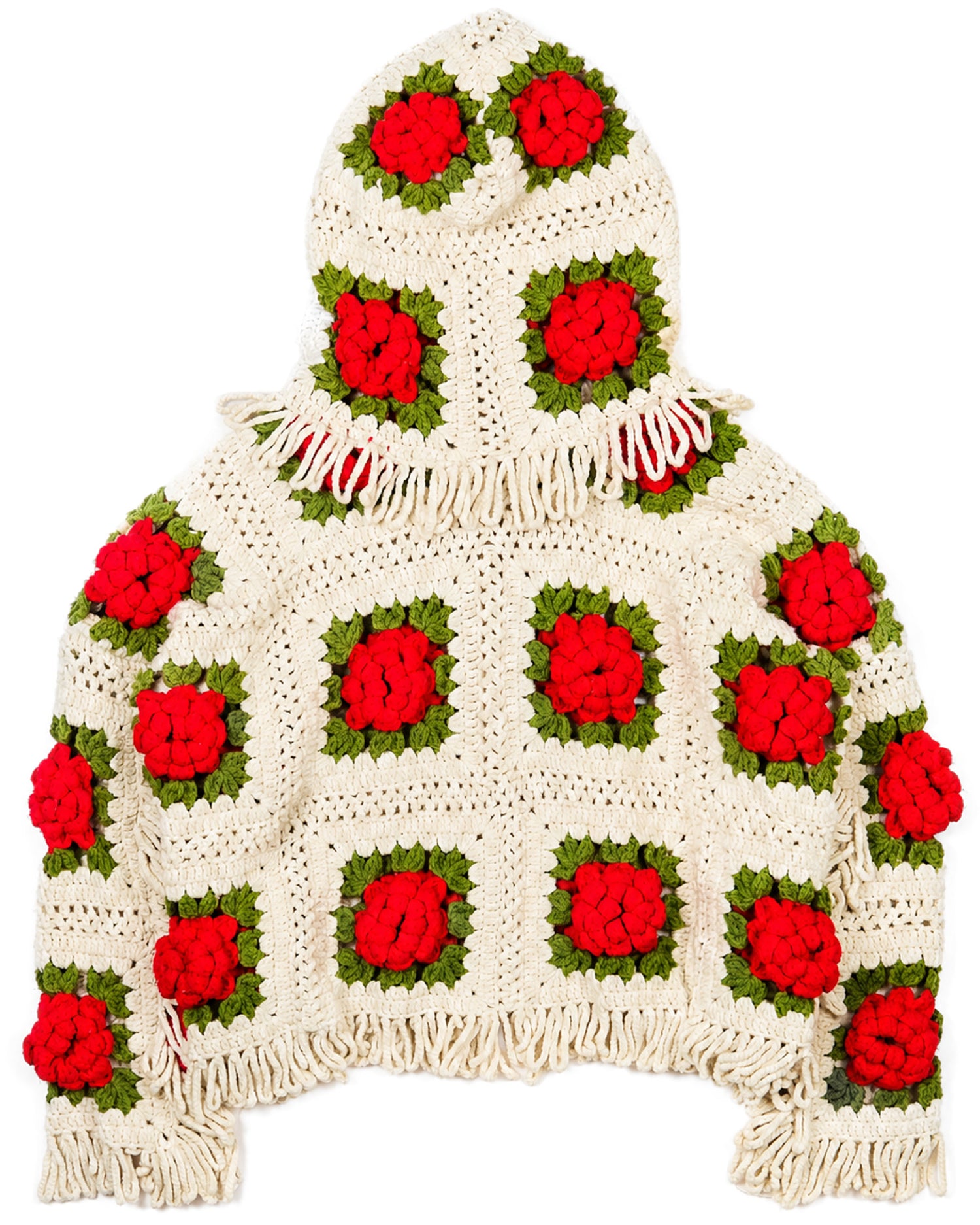 Rose Crochet Zip Poncho