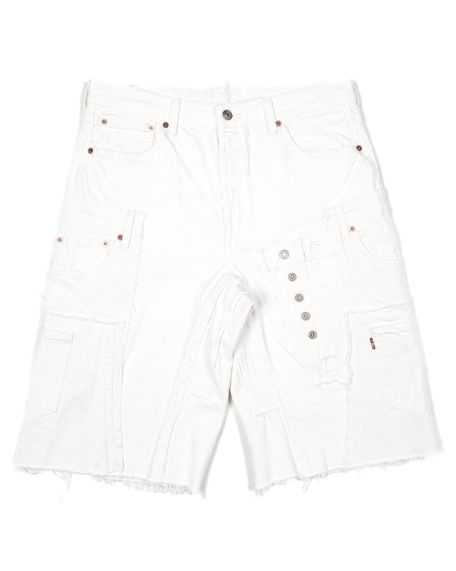 White Rework Denim Shorts