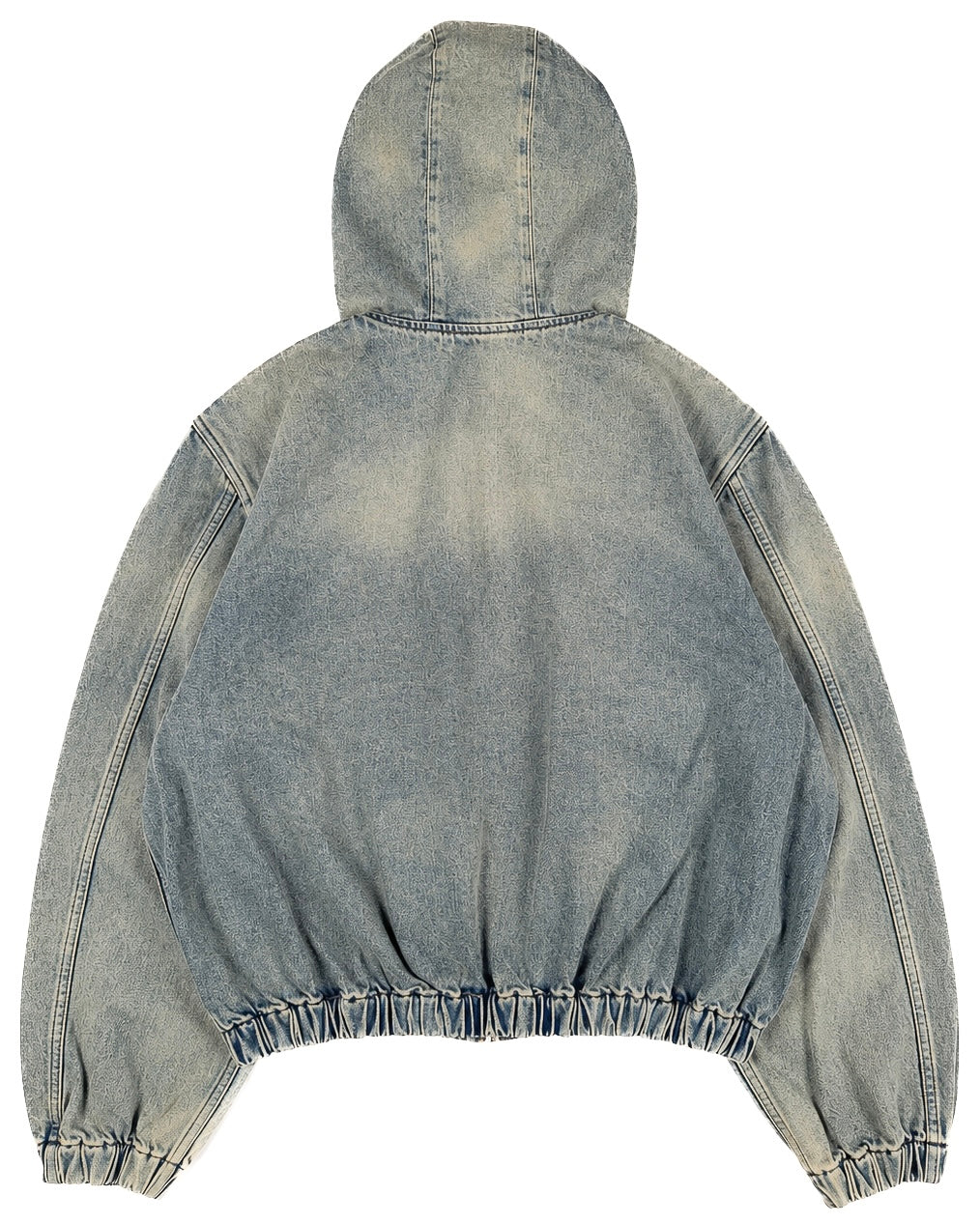 Logo Patch Denim Zip Up Hoodie