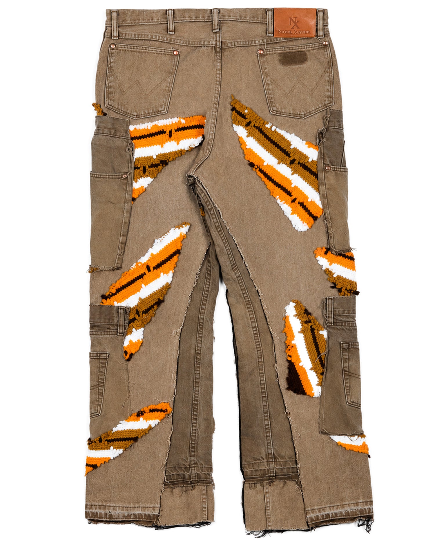 Orange Crochet x Patchwork Denim Jeans