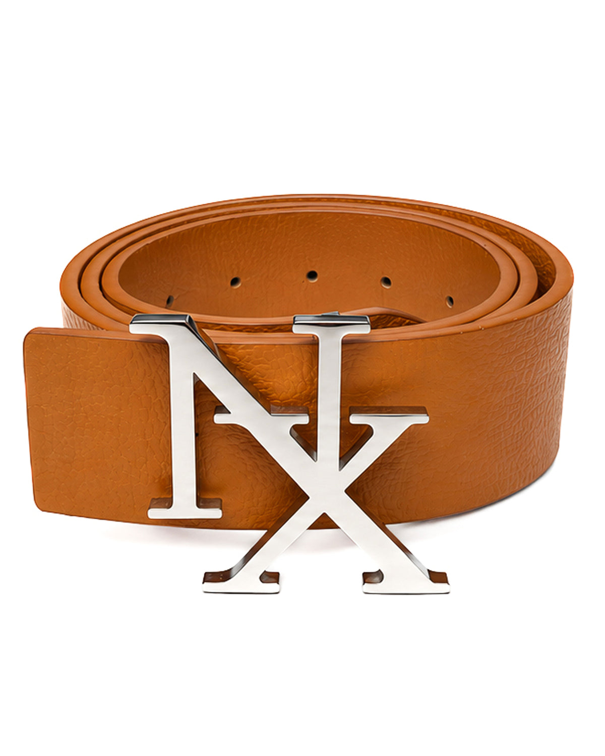 NX Logo Light Brown Leather Belt