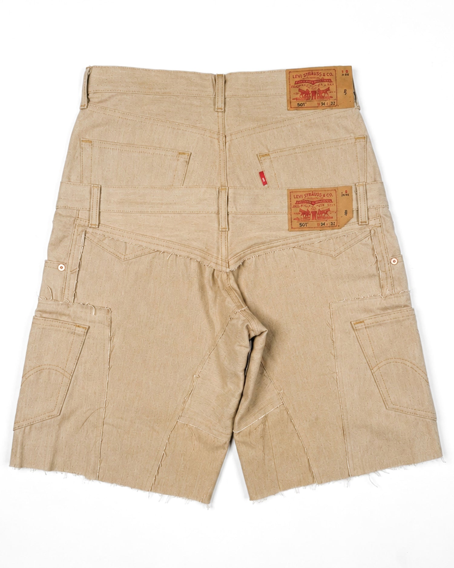 Beige Rework Denim Shorts