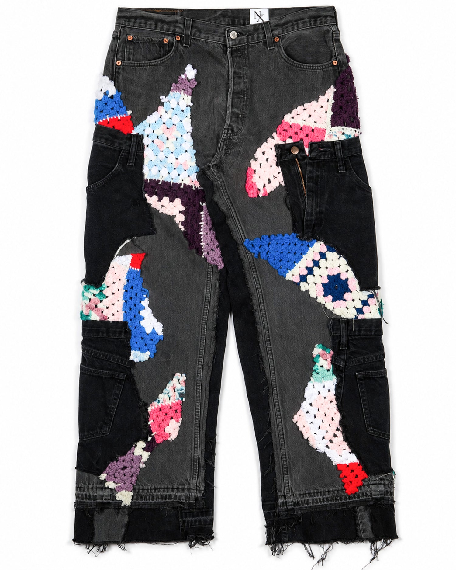 Multicolored Crochet x Patchwork Denim Jeans