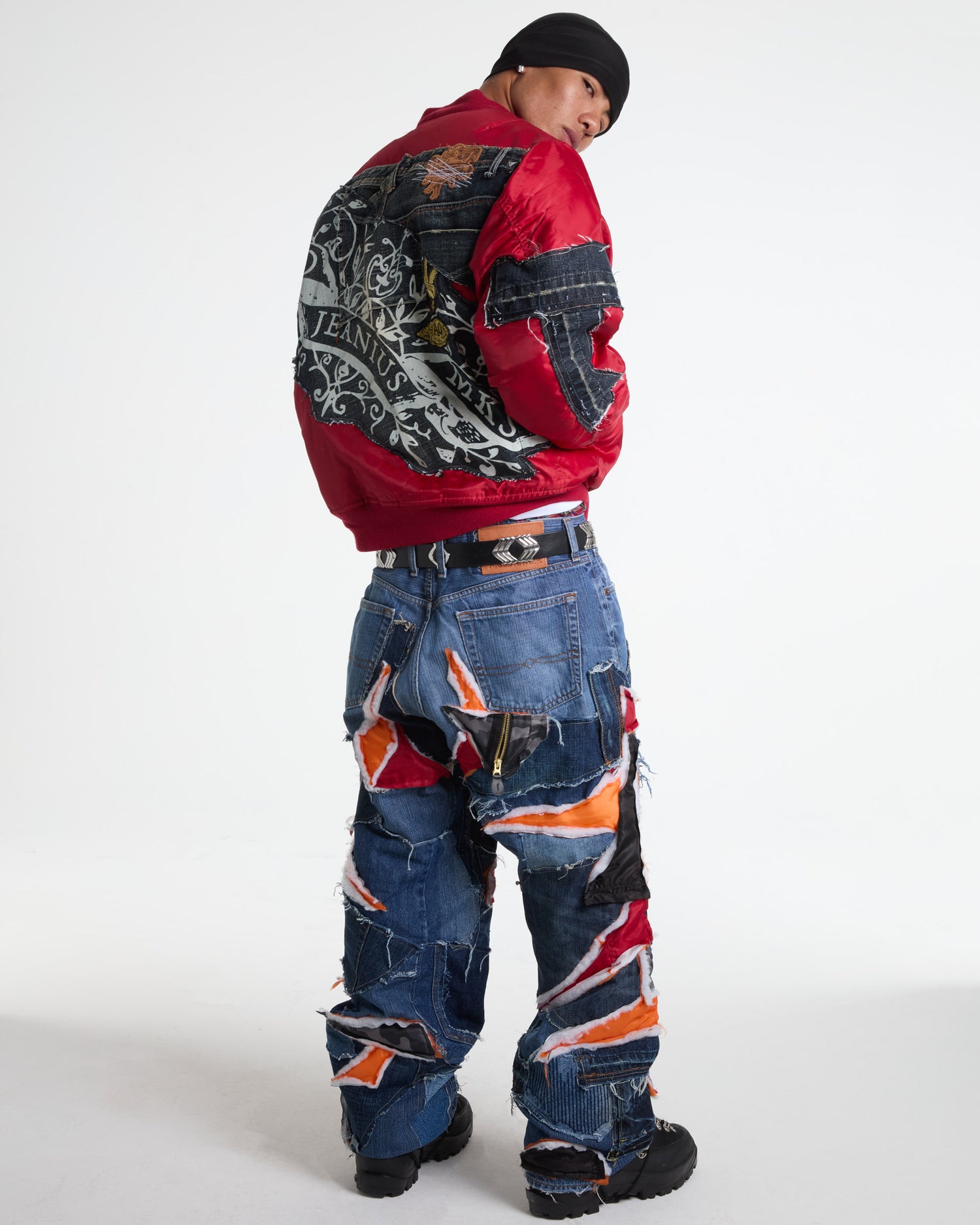 Akademiks Dark Wash Denim Bomber Jacket