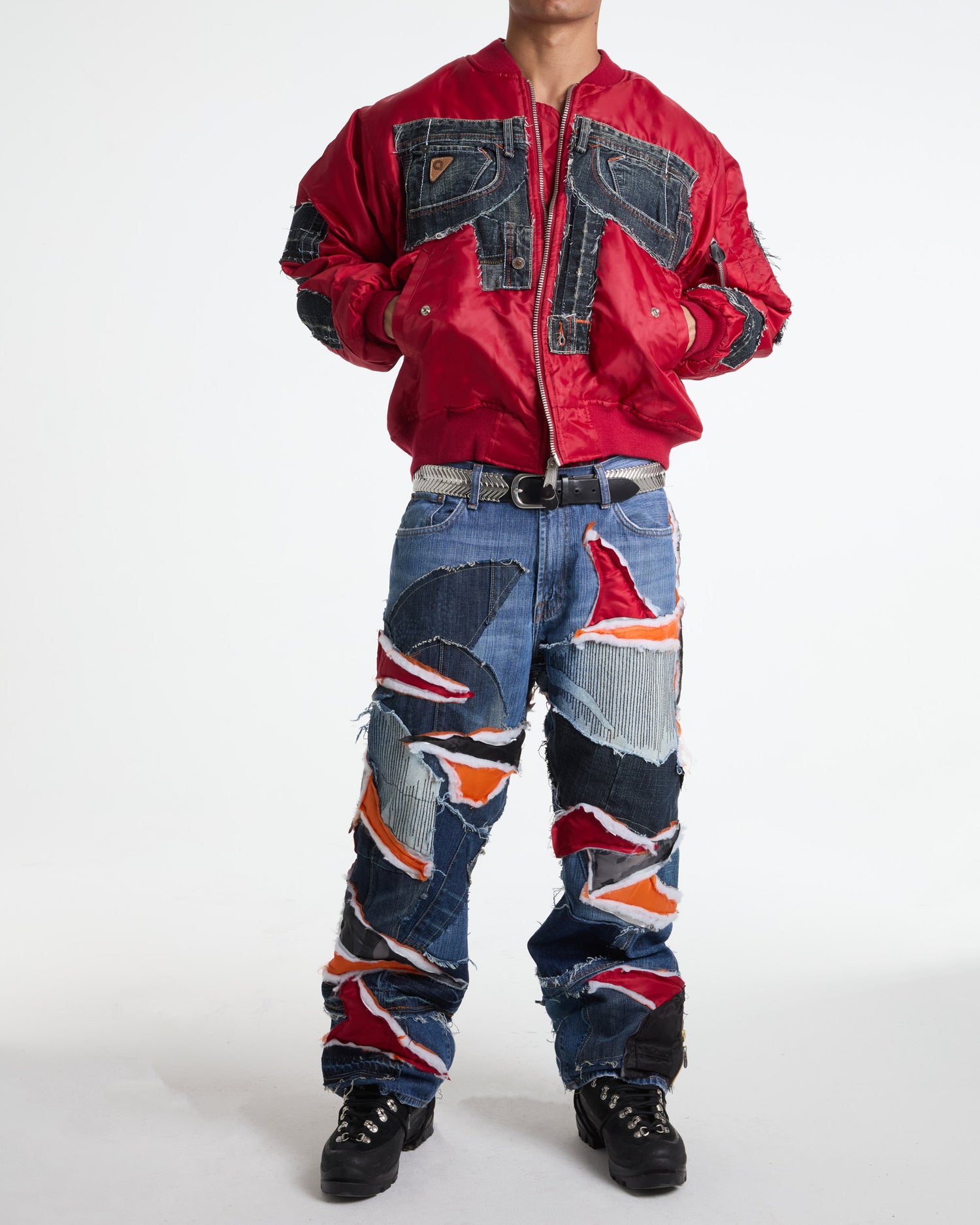 Akademiks Dark Wash Denim Bomber Jacket