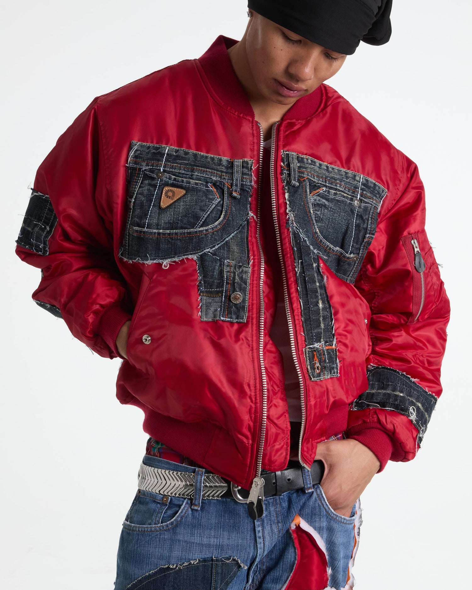 Akademiks Dark Wash Denim Bomber Jacket