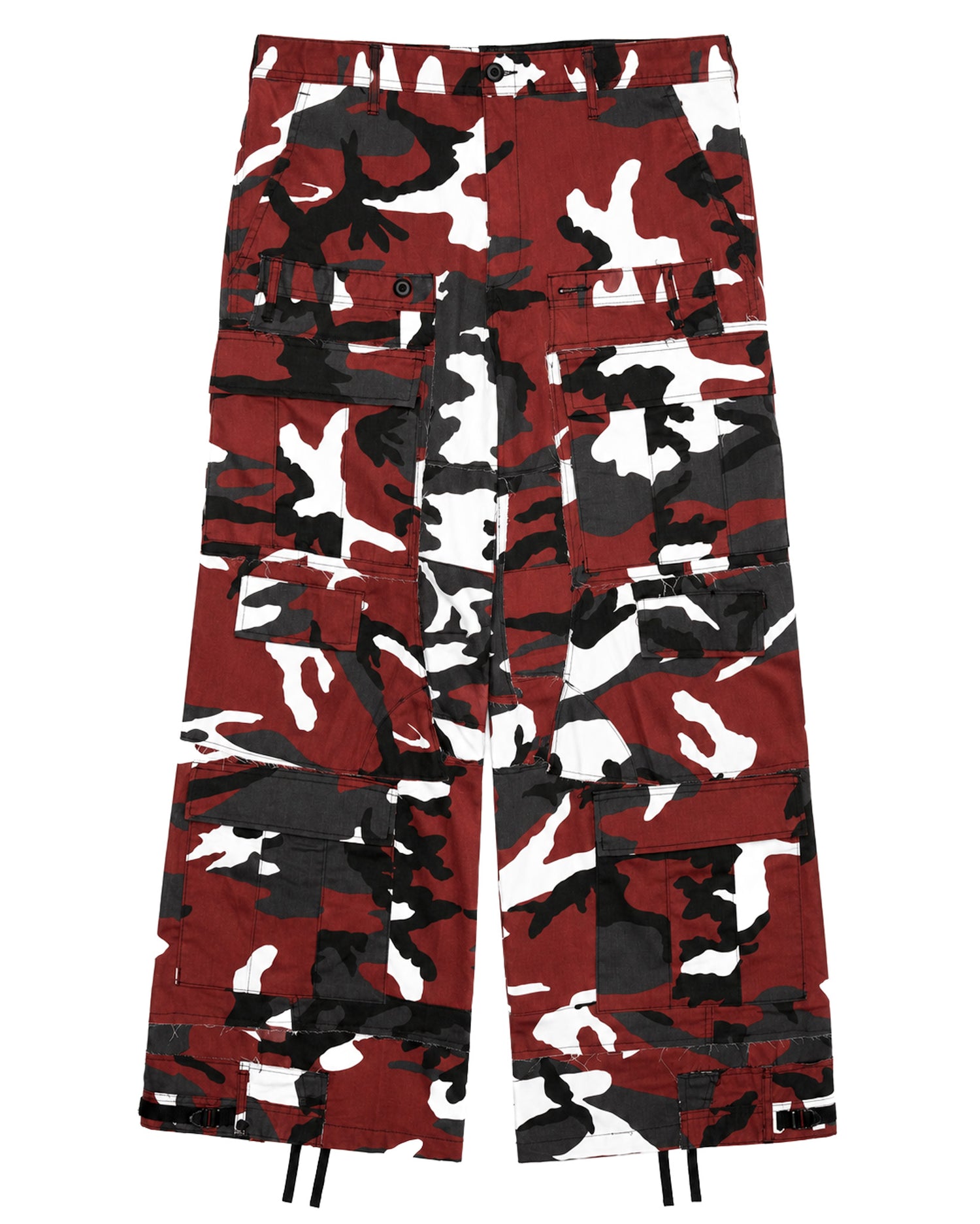 Red Rework Camo Cargo Pants