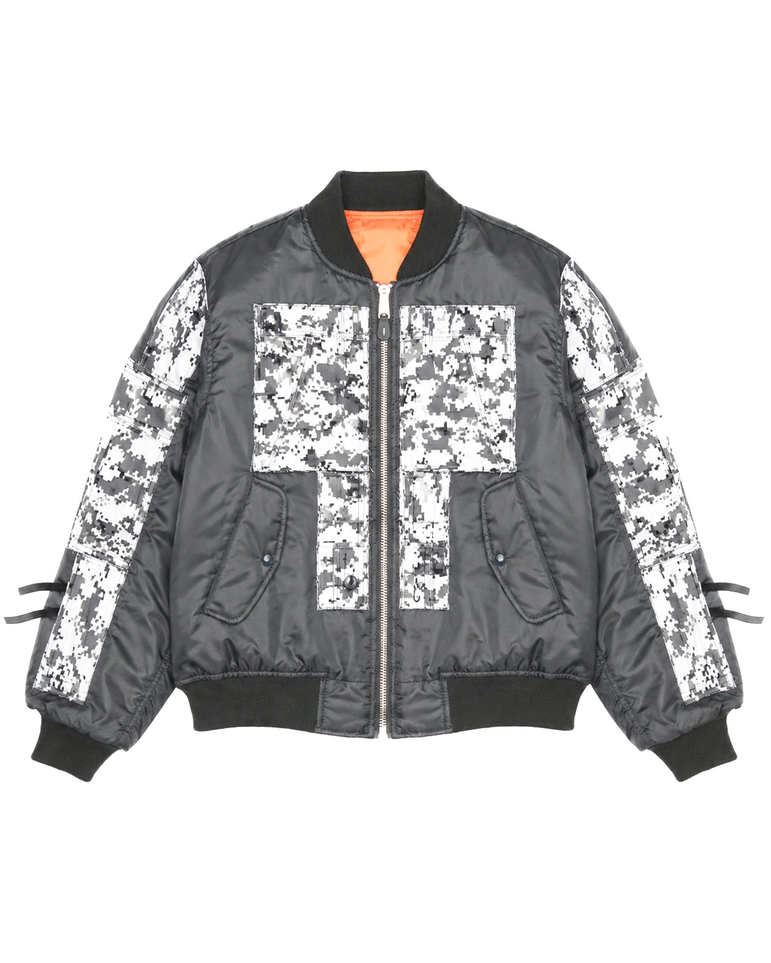 White Digital Camo Cargo Bomber Jacket