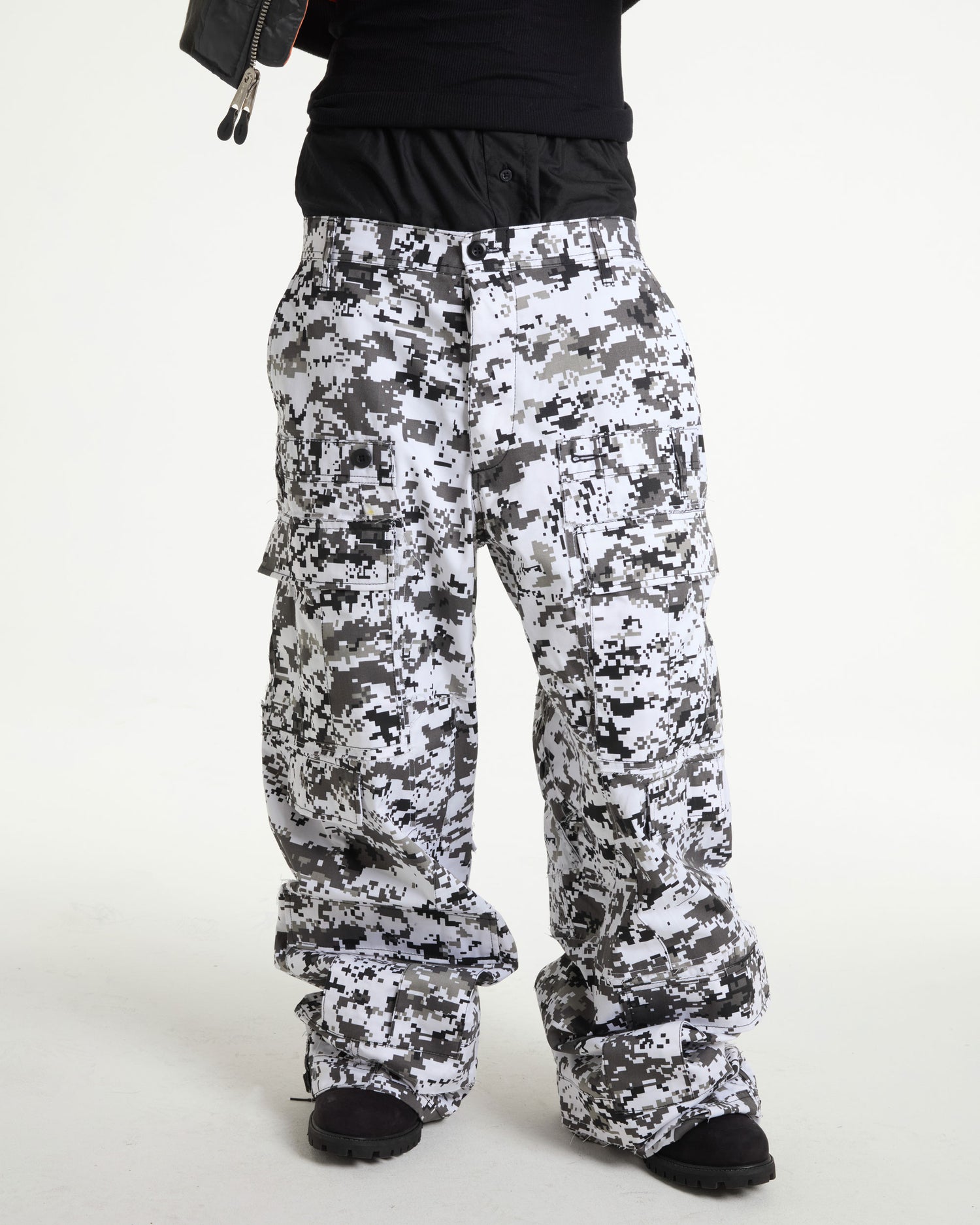 White Digital Rework Camo Cargo Pants