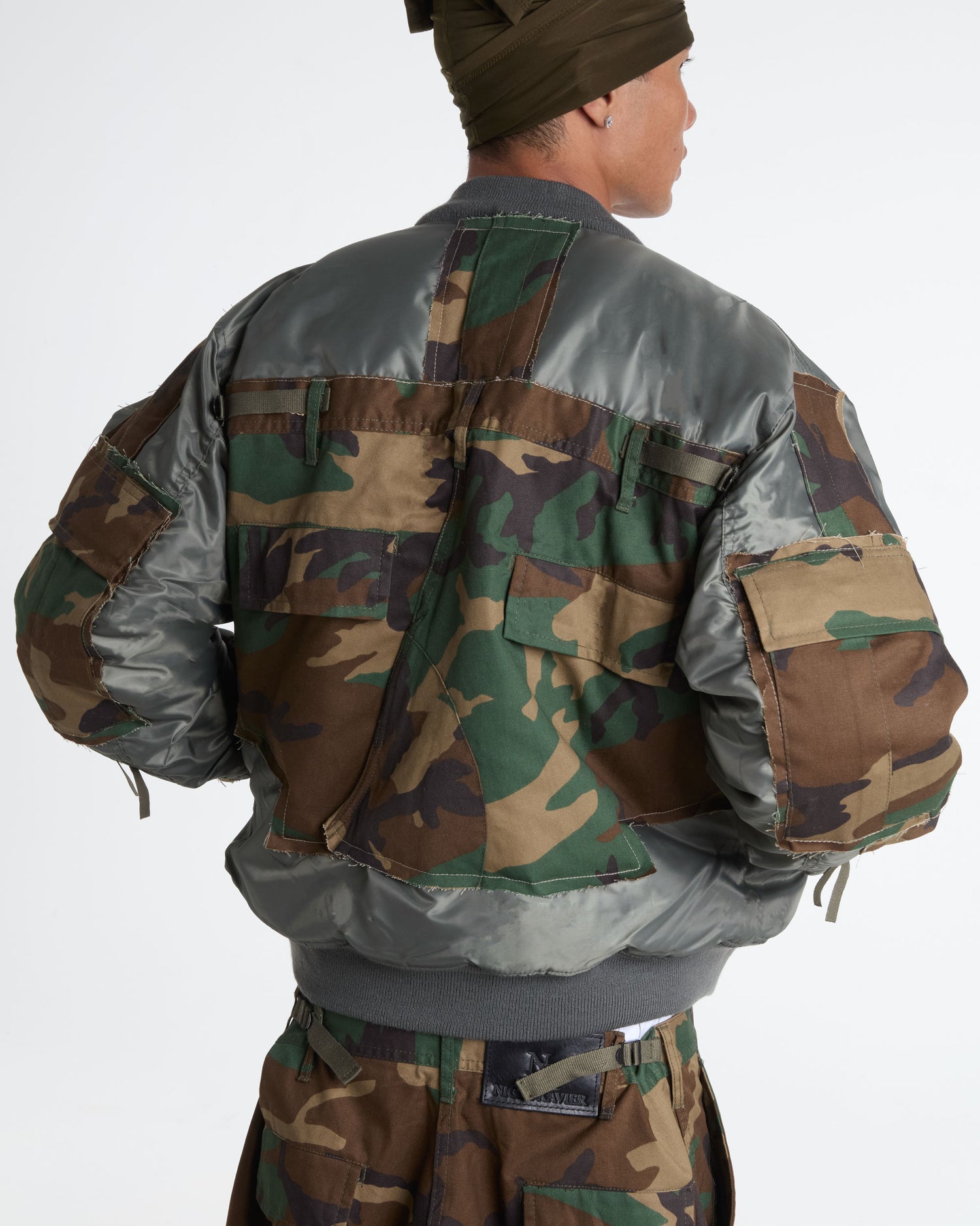 Woodland Camo Cargo Bomber Jacket