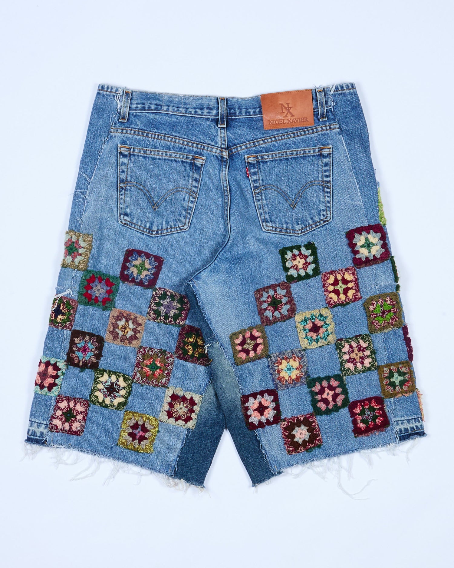 Checkerboard Crochet x Denim Shorts