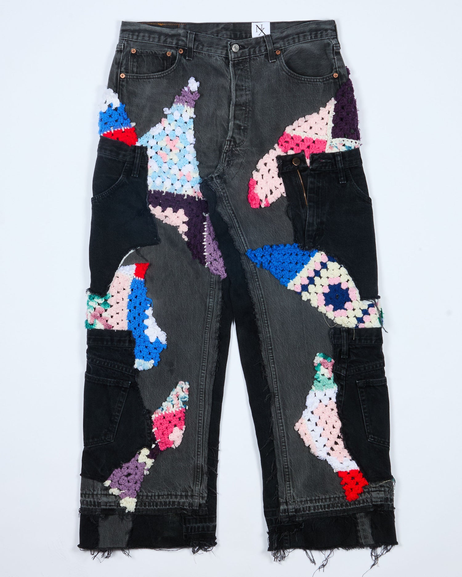 Multicolored Crochet x Patchwork Denim Jeans