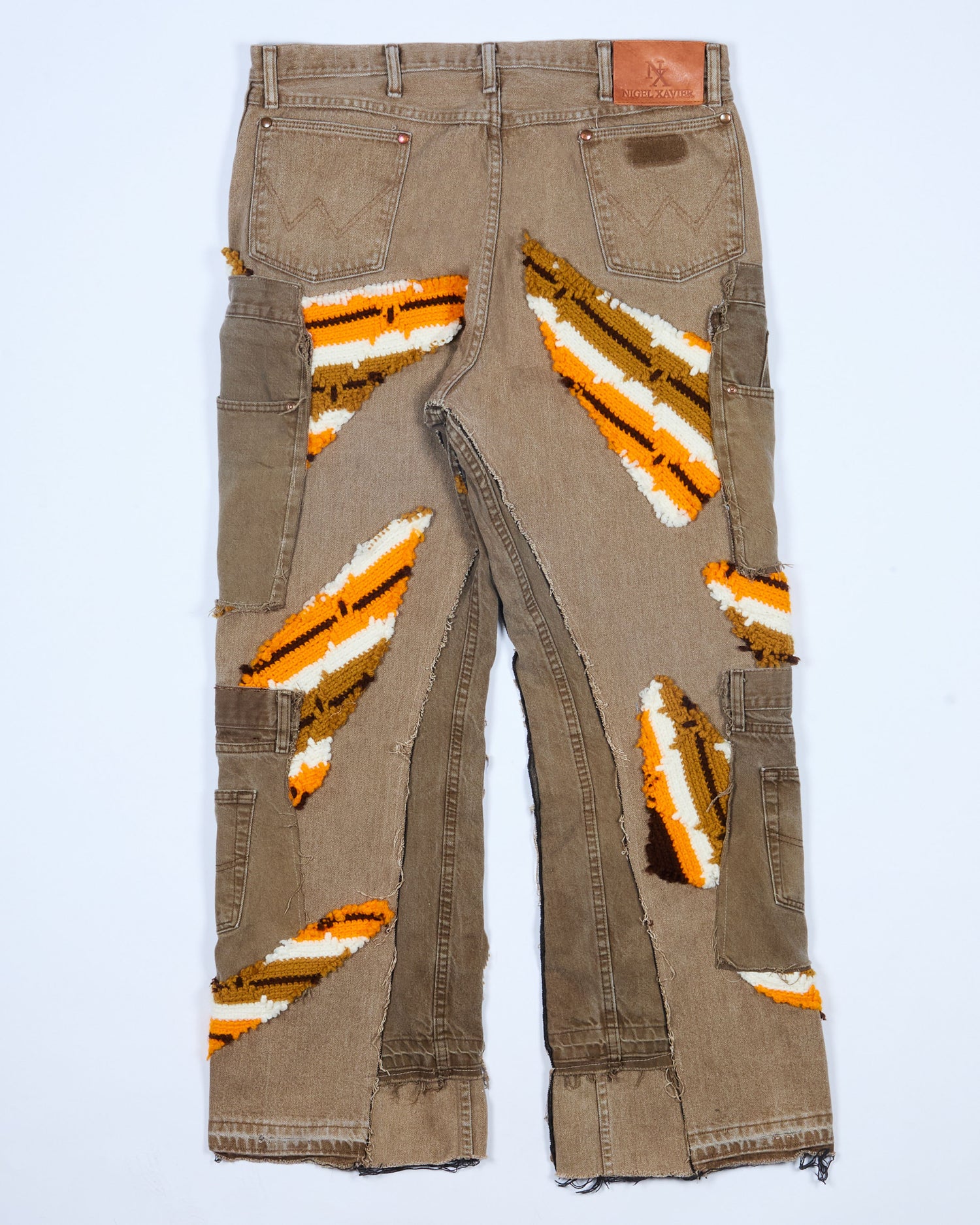 Orange Crochet x Patchwork Denim Jeans