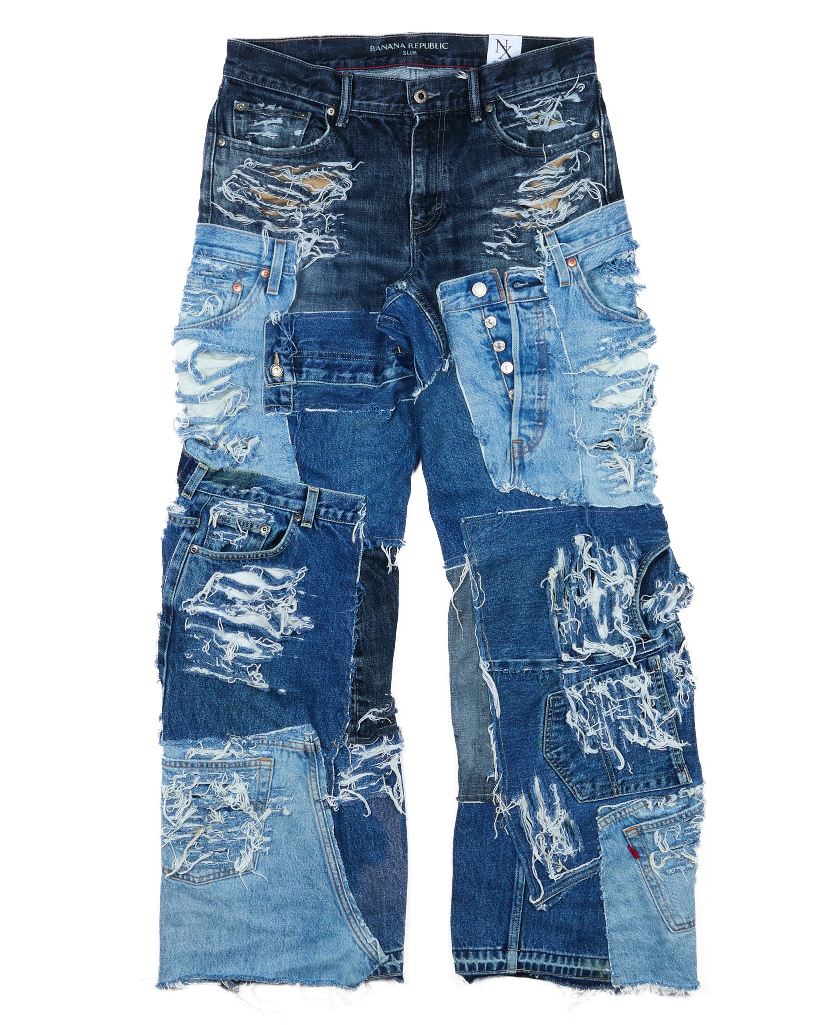 Distressed Patchwork Denim Jeans (Dark Version) – Nigel Xavier