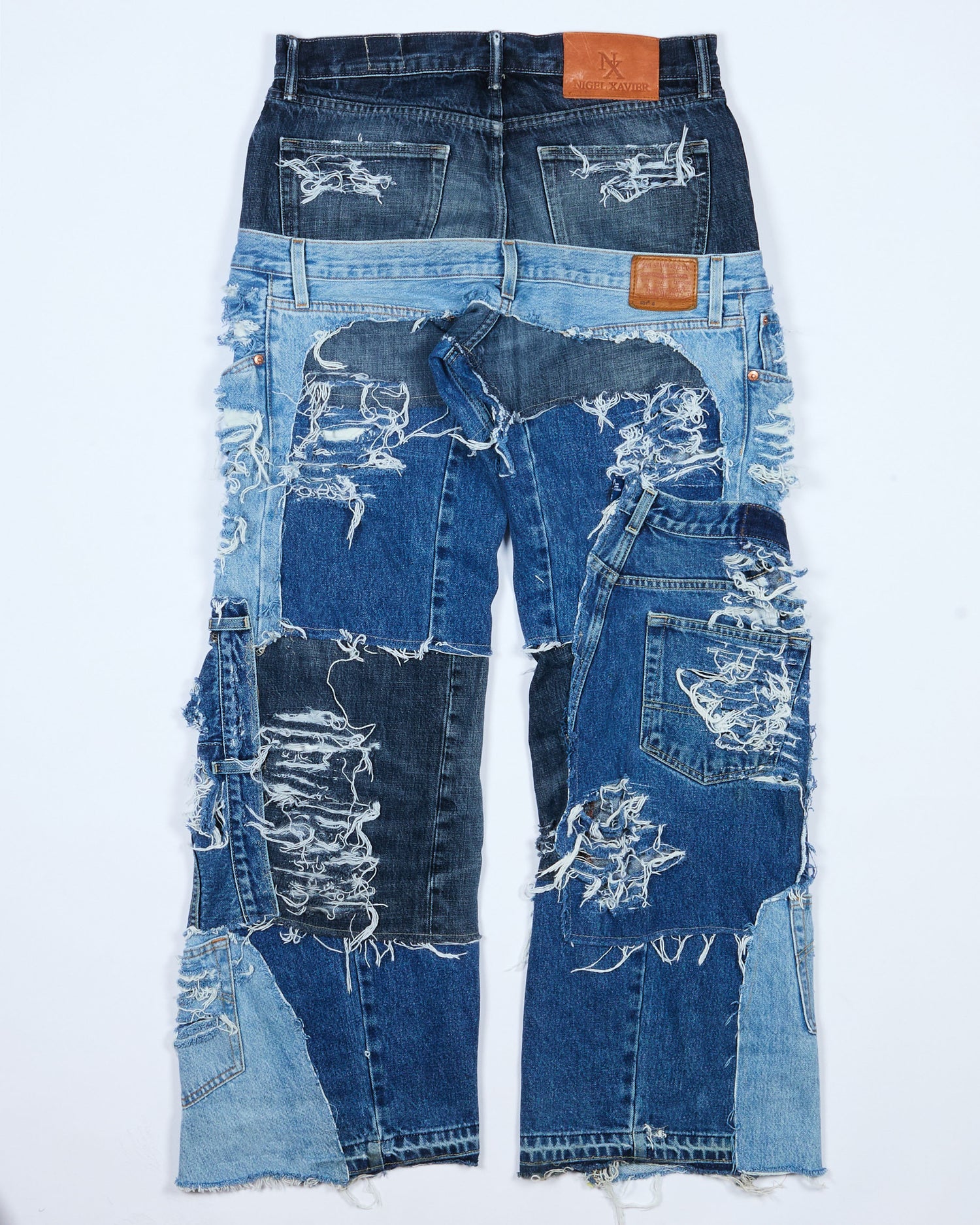 Distressed Patchwork Denim Jeans (Dark Version)