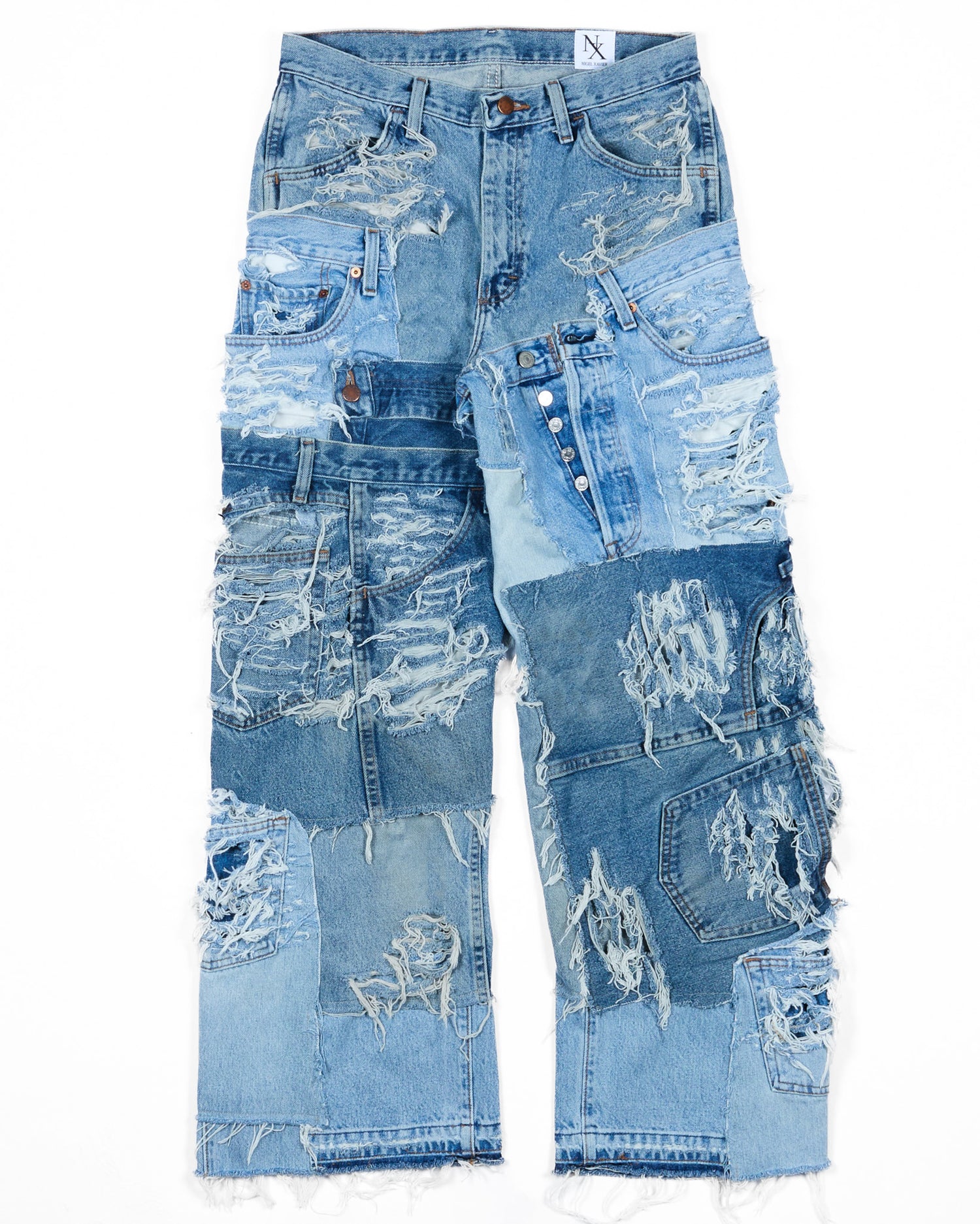 Distressed Patchwork Denim Jeans (Light Version)