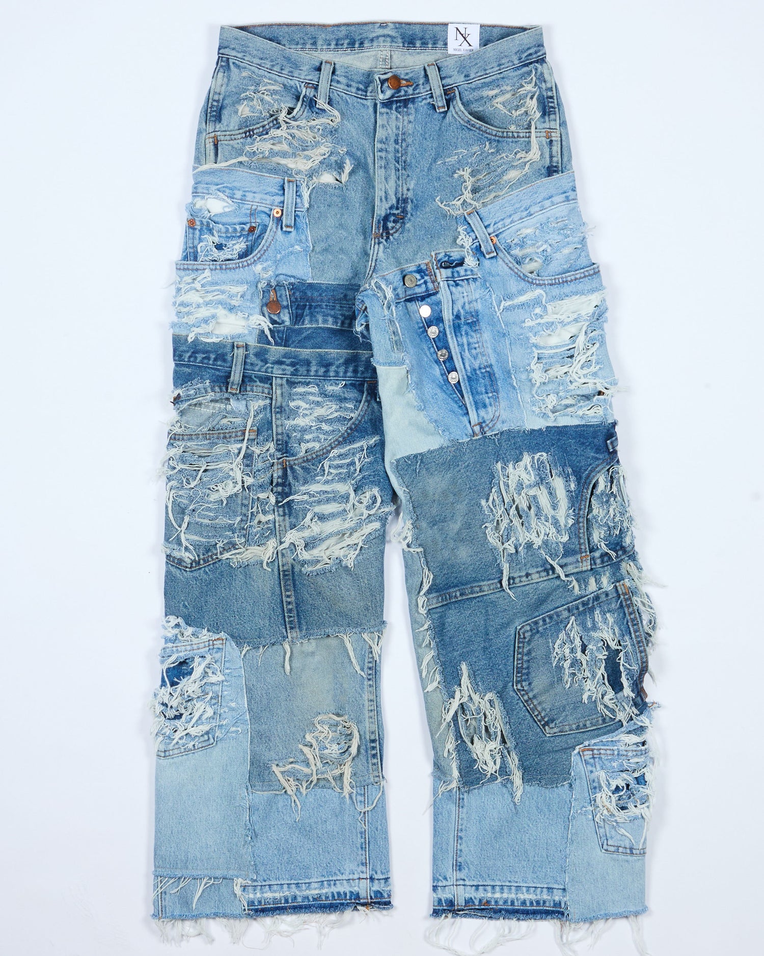 Distressed Patchwork Denim Jeans (Light Version)