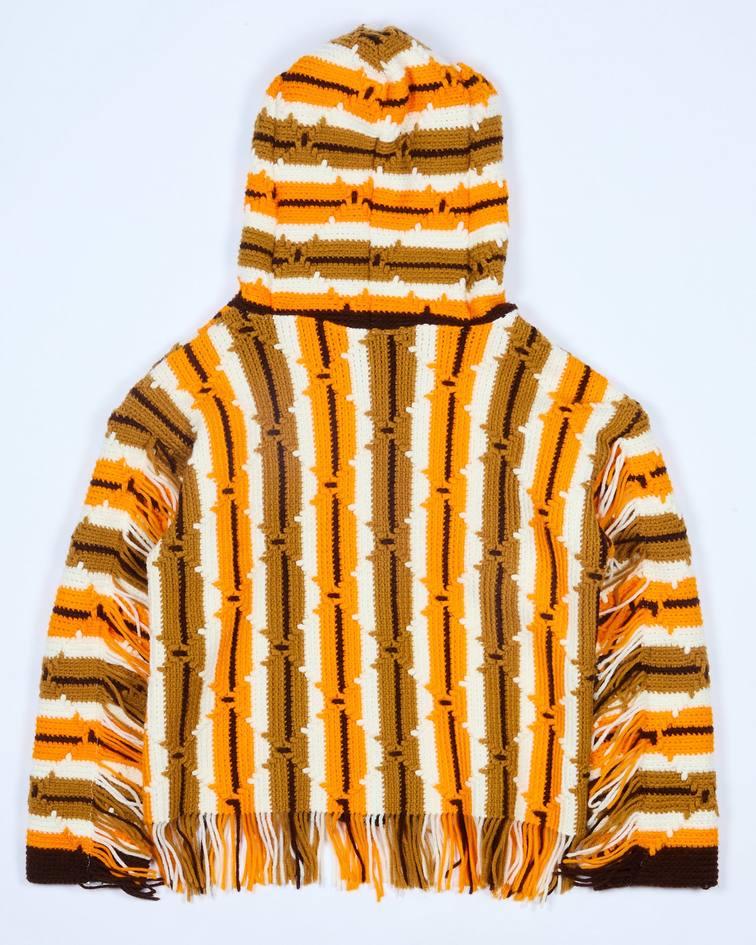 Orange Crochet Zip Poncho