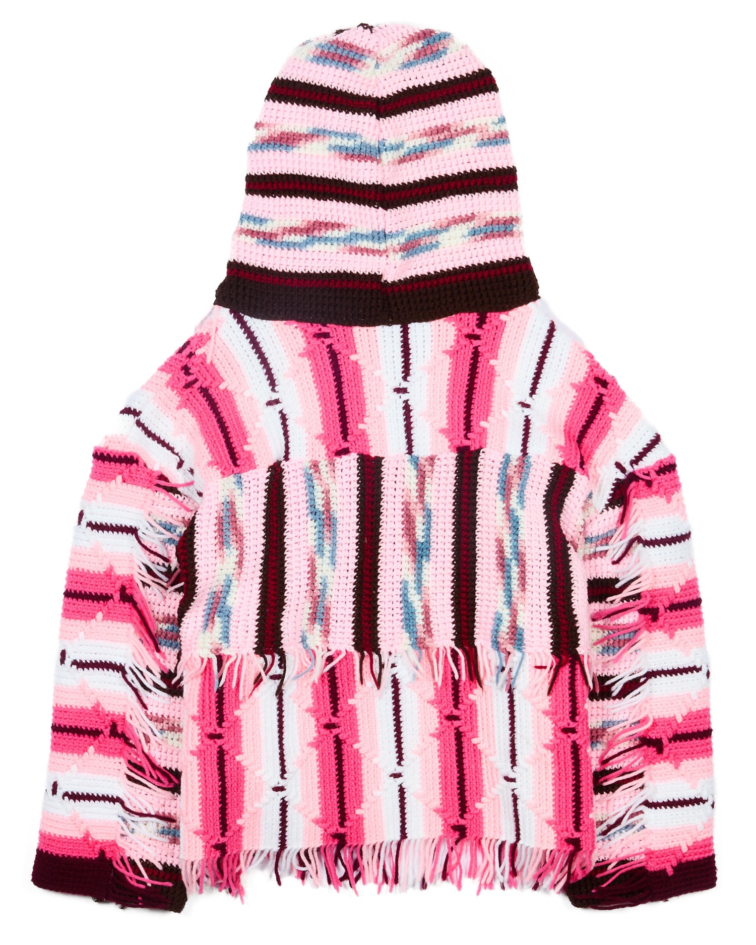Pink Panel Crochet Zip Poncho