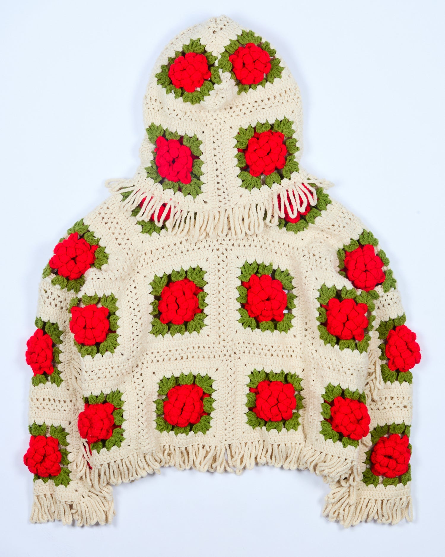 Rose Crochet Zip Poncho