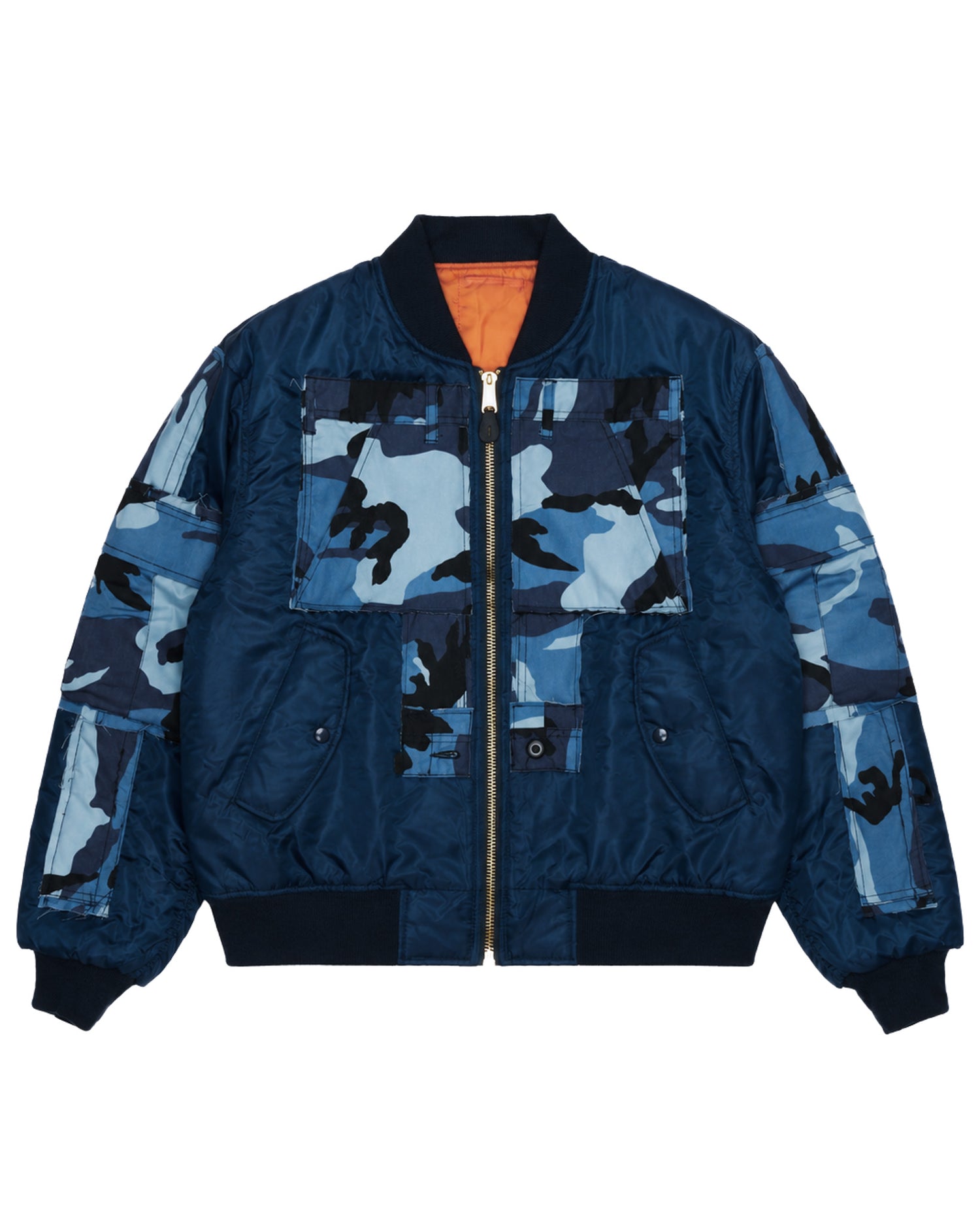 Sky Blue Camo Cargo Bomber Jacket