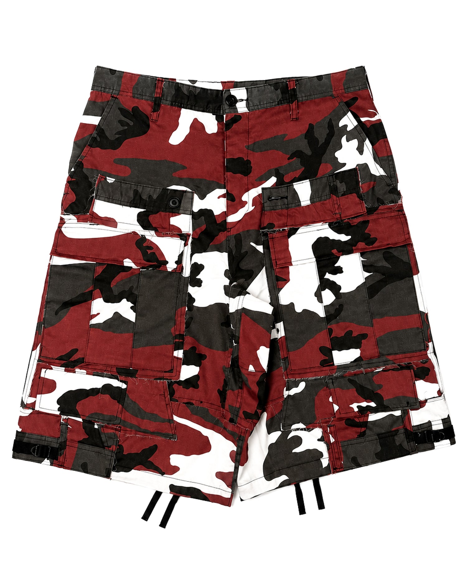 Red Rework Camo Cargo Shorts