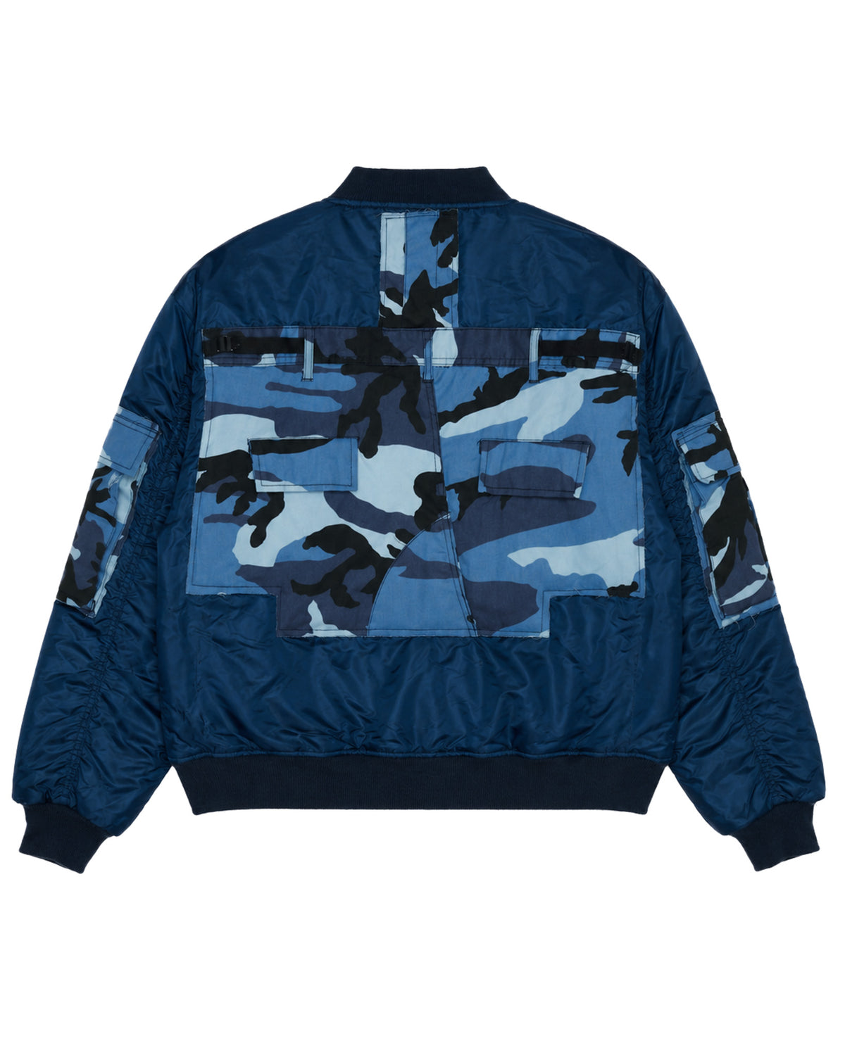 Sky Blue Camo Cargo Bomber Jacket