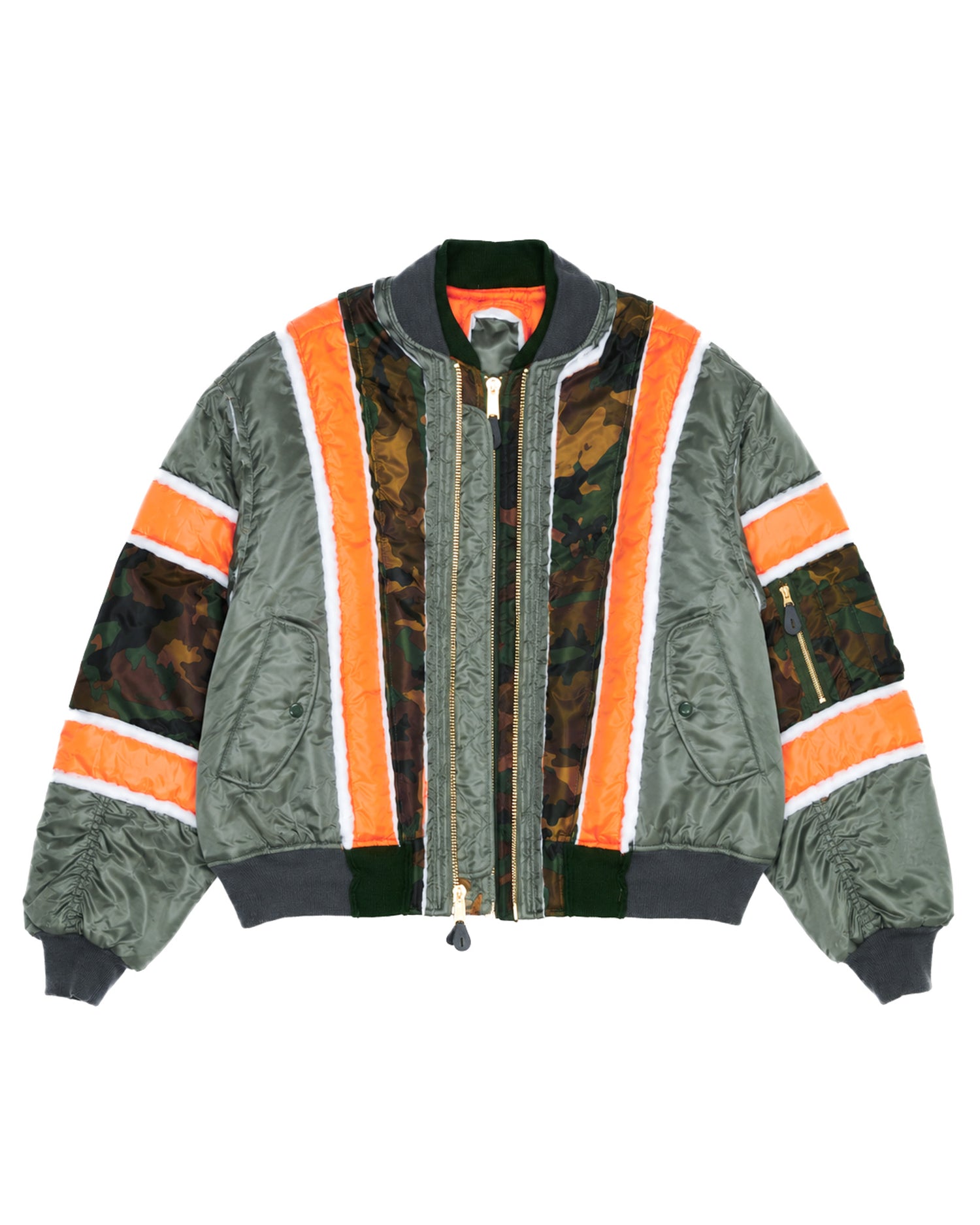 Woodland Camo/Olive Raw Panel Bomber Jacket