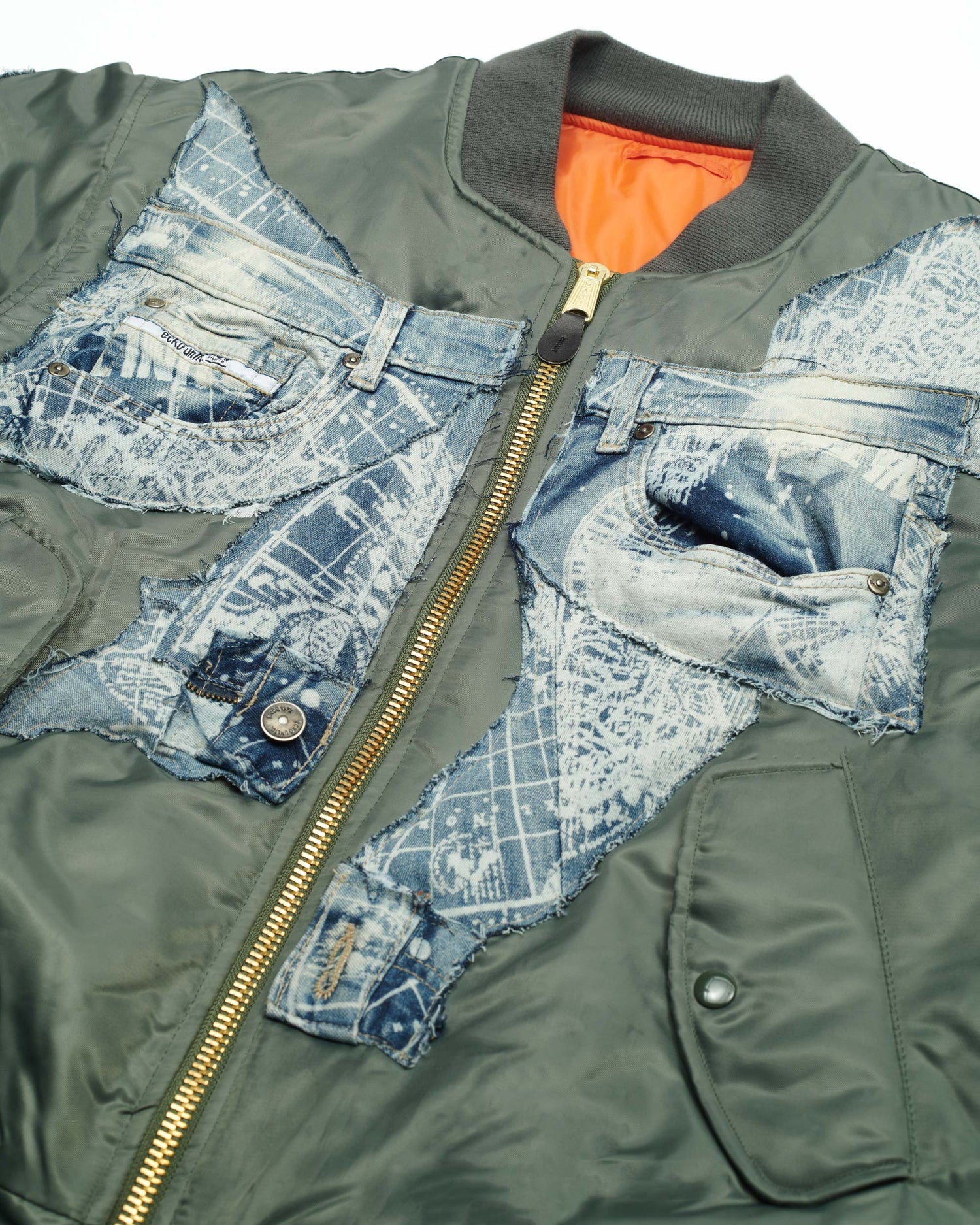 Map Denim Bomber Jacket