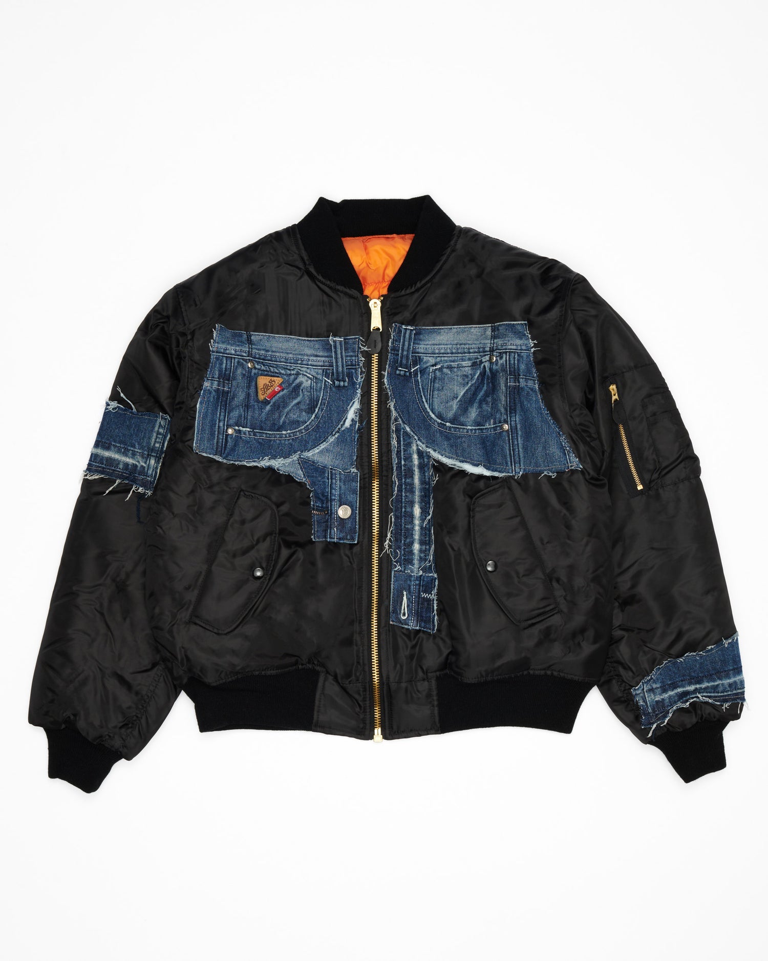Akademiks Medium Wash Denim Bomber Jacket