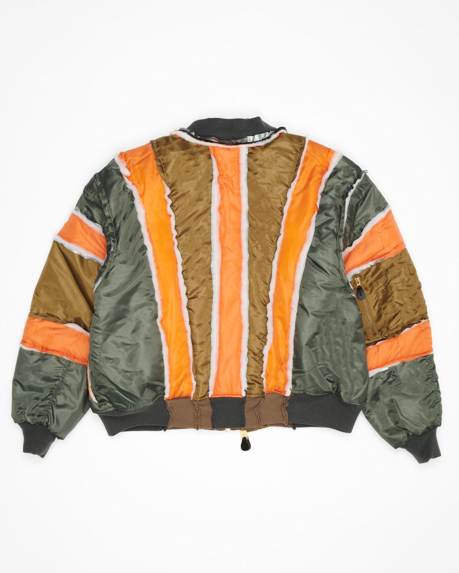 Olive/Gold Raw Panel Bomber Jacket