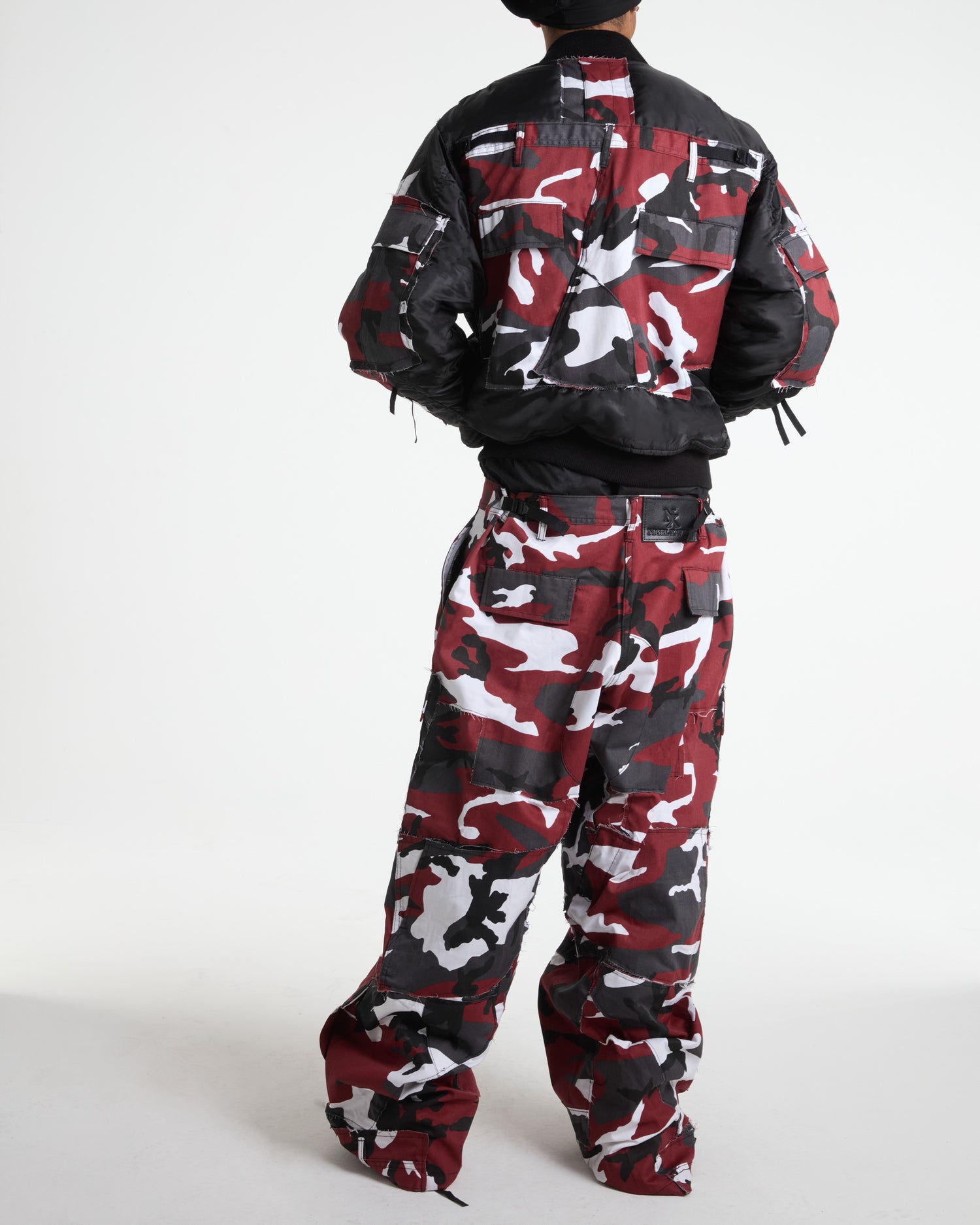 Red Camo Cargo Bomber Jacket