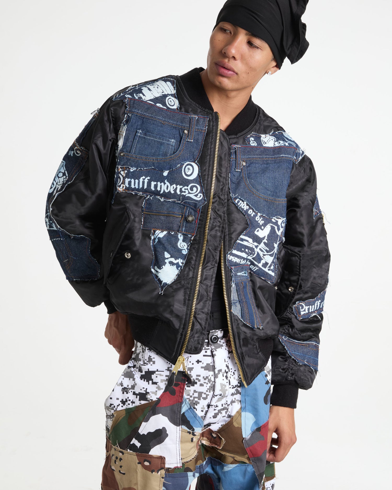 Ruff Ryder Dark Wash Denim Bomber Jacket