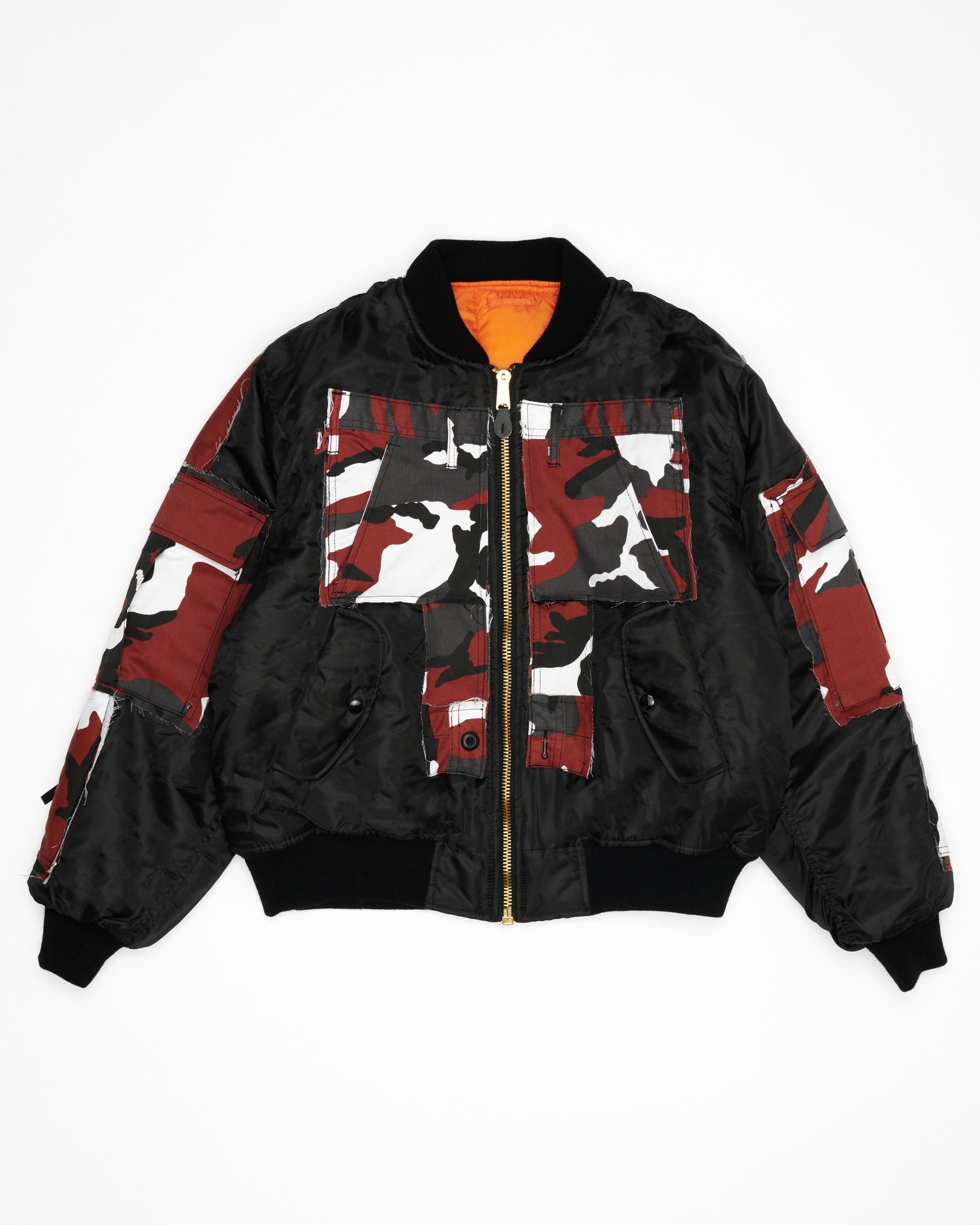 Red Camo Cargo Bomber Jacket