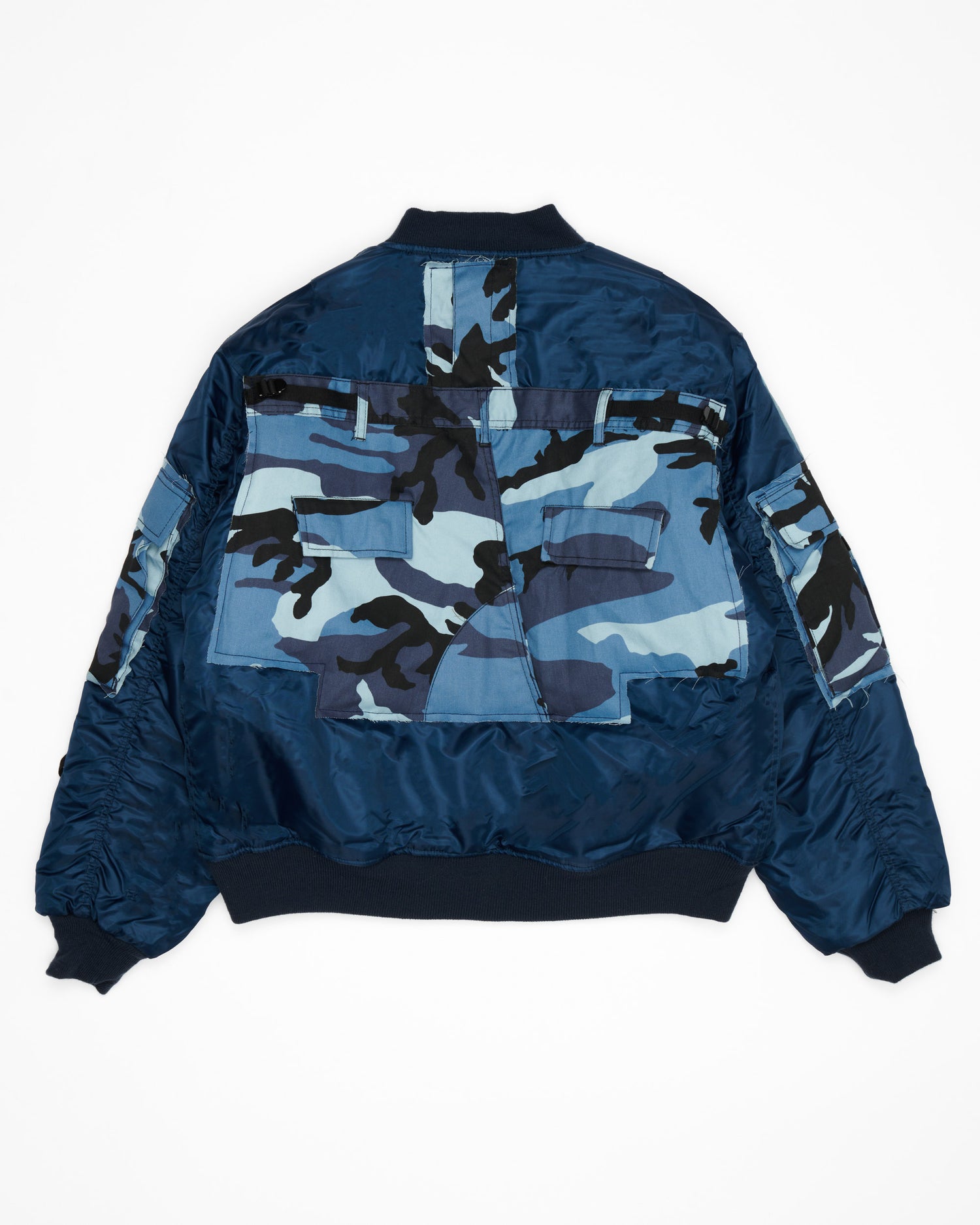 Sky Blue Camo Cargo Bomber Jacket