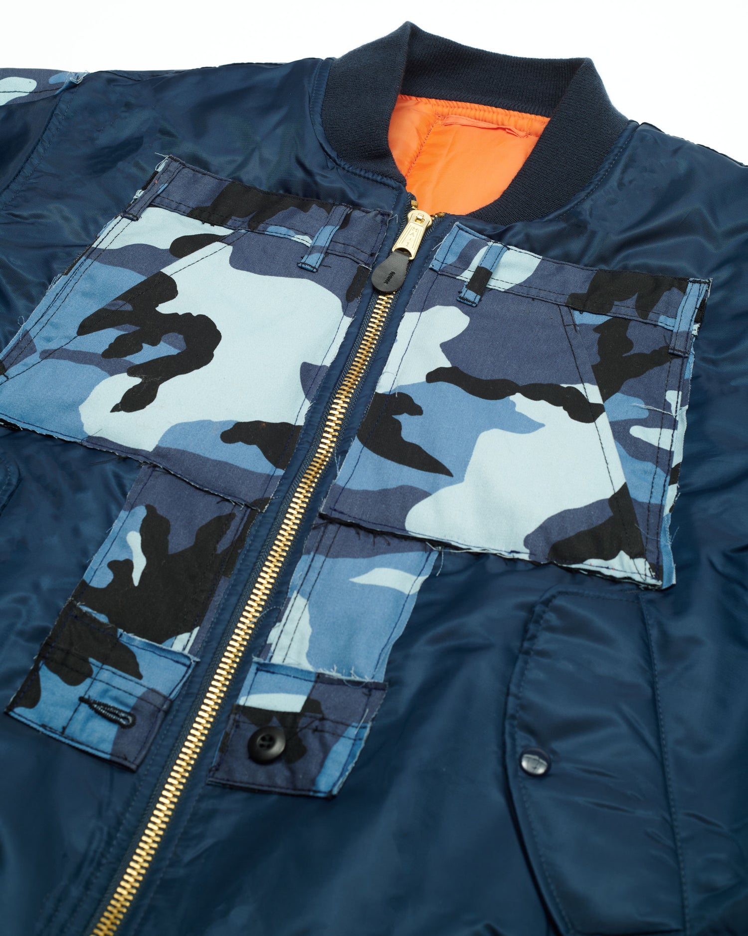 Sky Blue Camo Cargo Bomber Jacket