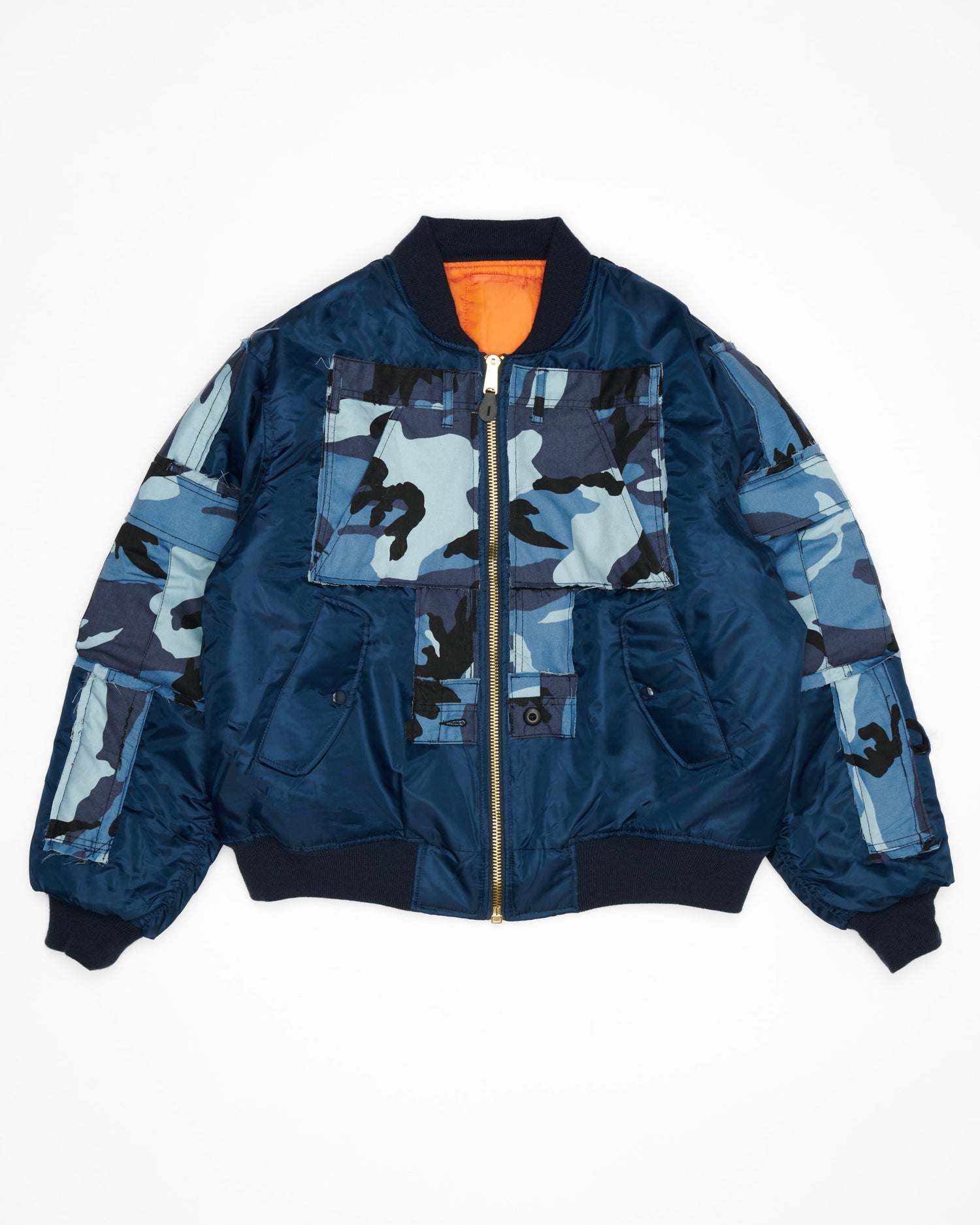 Sky Blue Camo Cargo Bomber Jacket