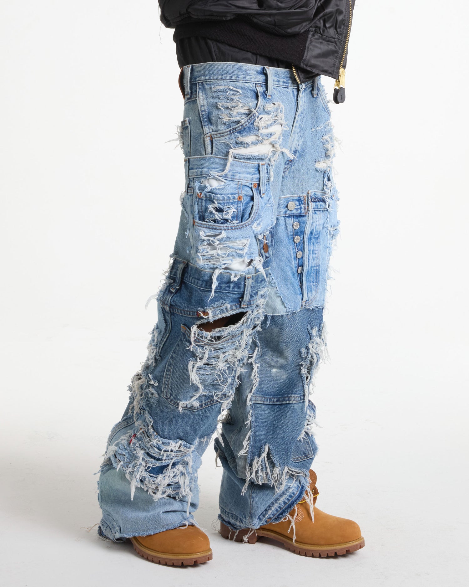 Distressed Patchwork Denim Jeans (Light Version)