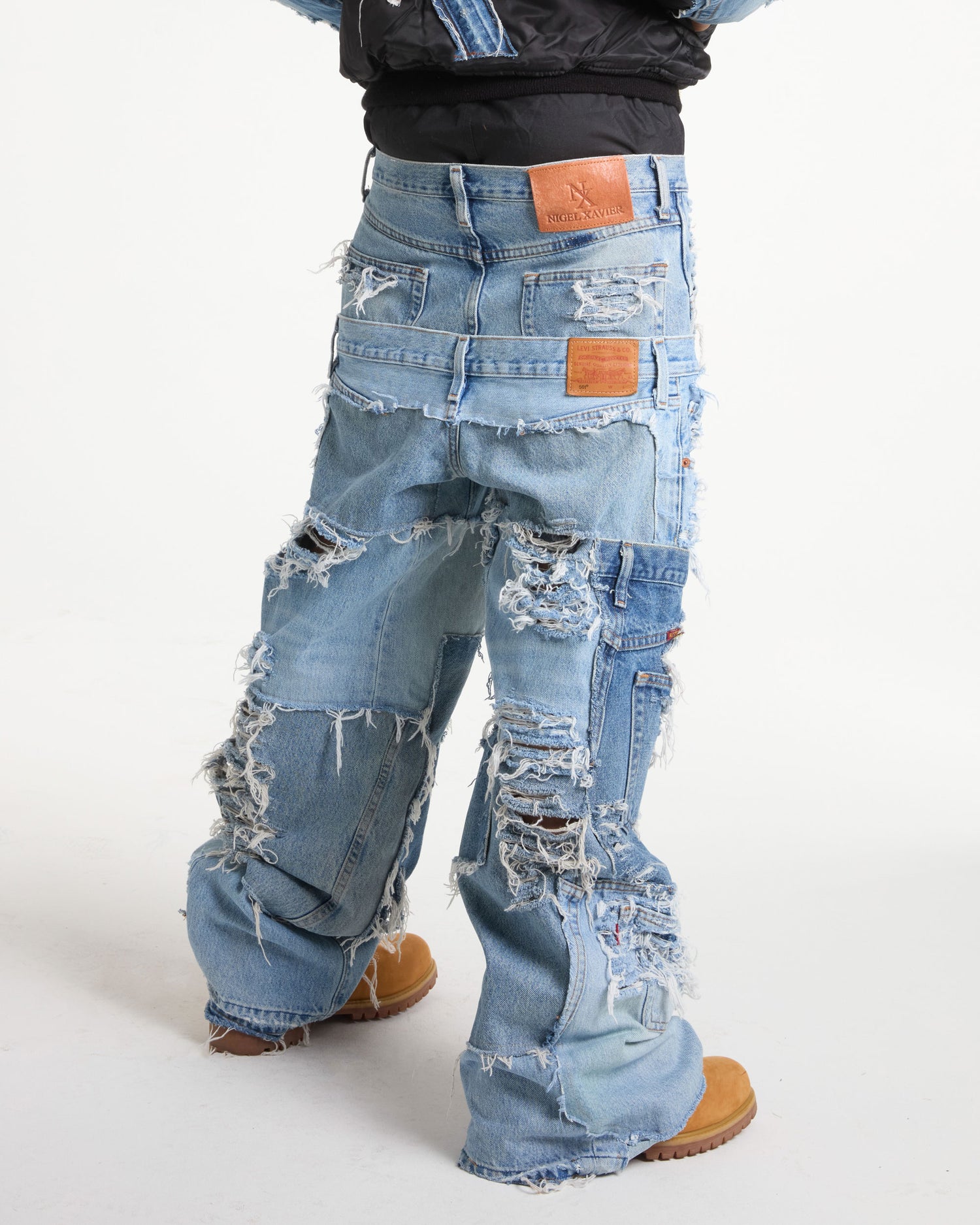 Distressed Patchwork Denim Jeans (Light Version)