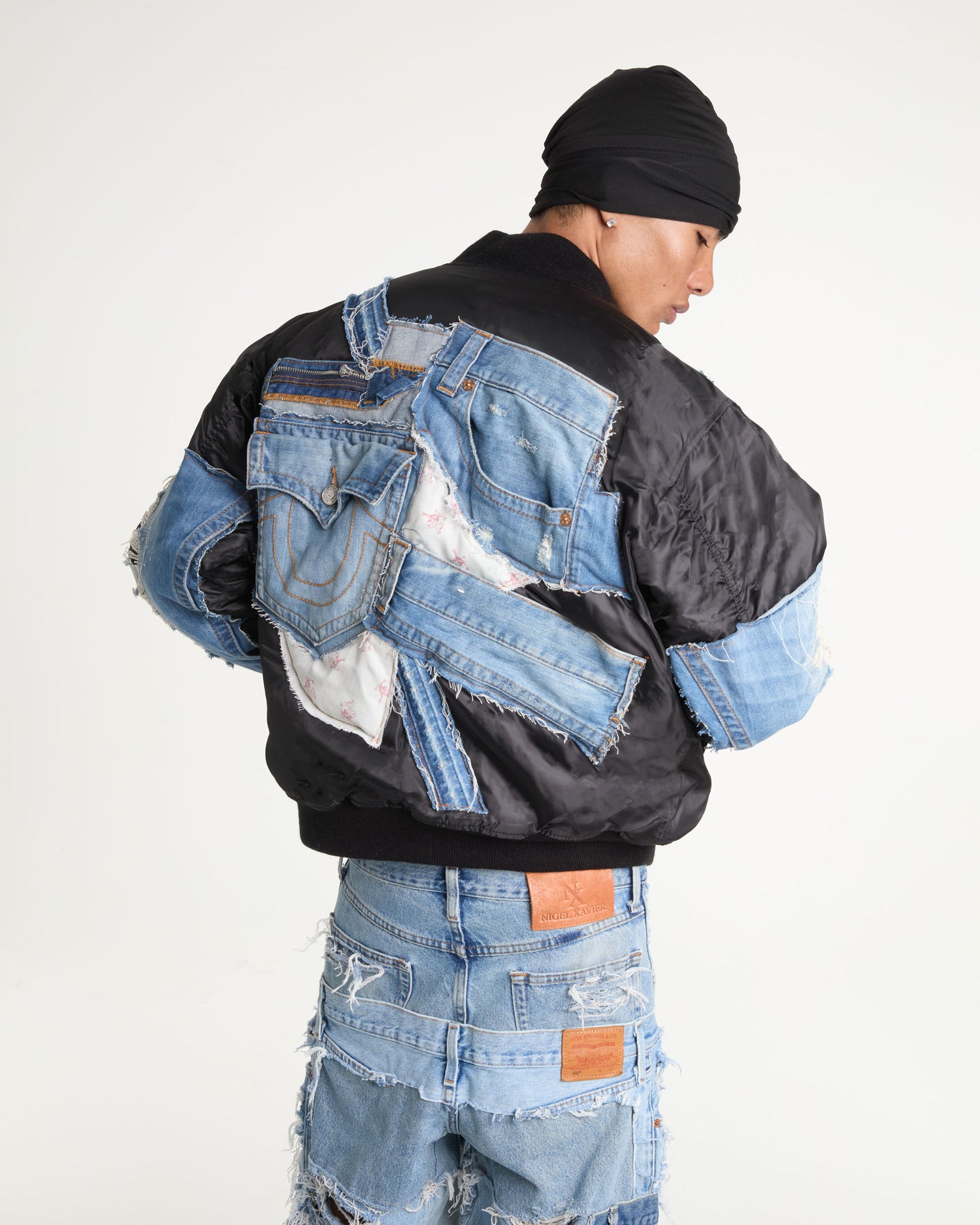 True Religion Denim Black Bomber Jacket