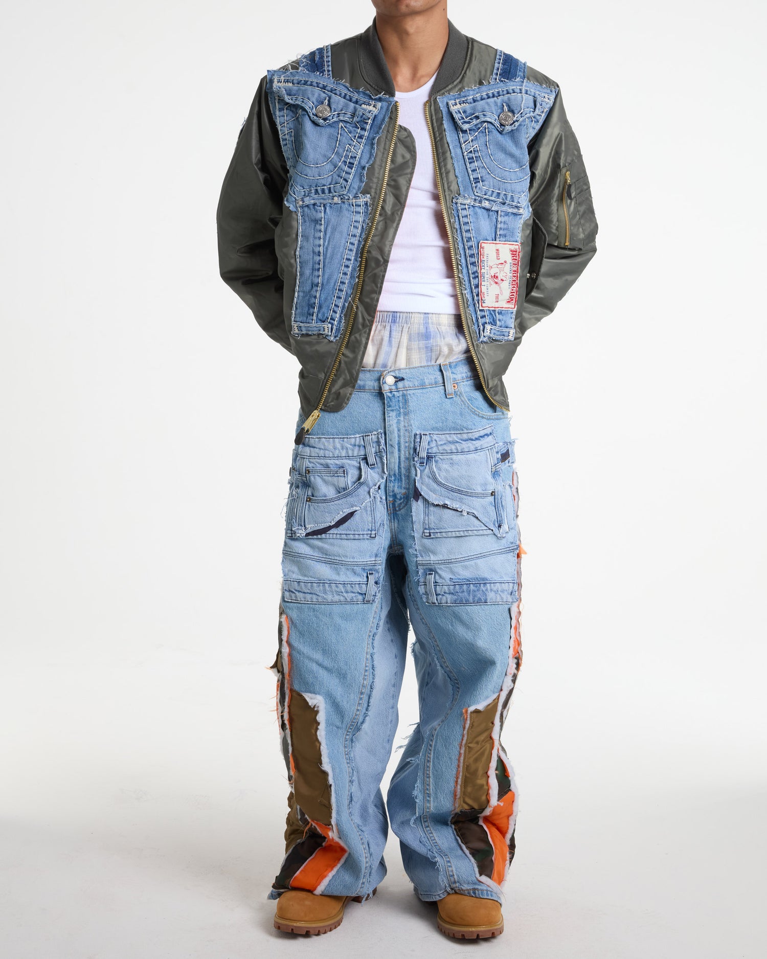 True Religion Denim Olive Bomber Jacket