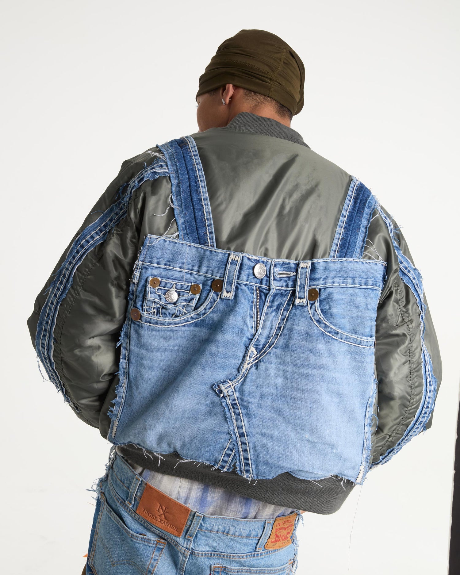 True Religion Denim Olive Bomber Jacket