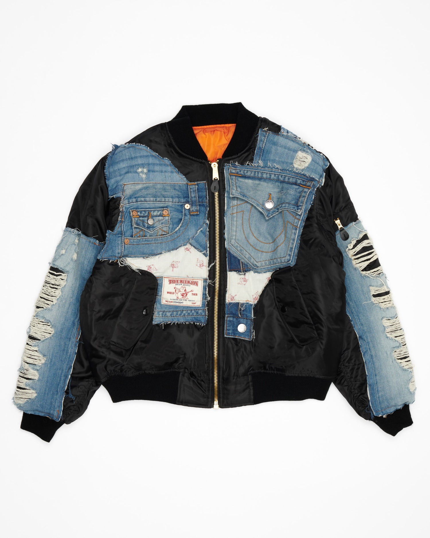 True Religion Denim Black Bomber Jacket