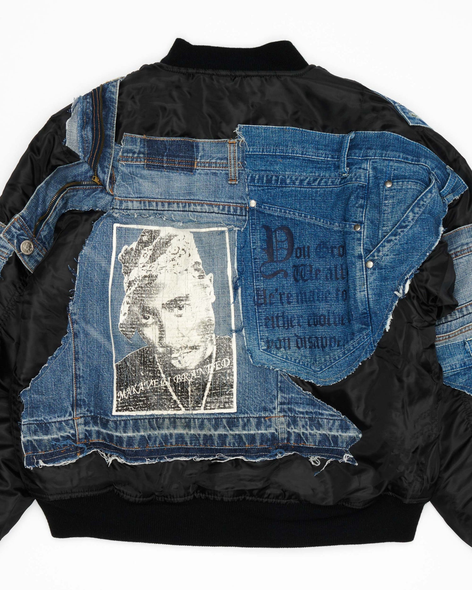 Tupac Medium Wash Denim Bomber Jacket